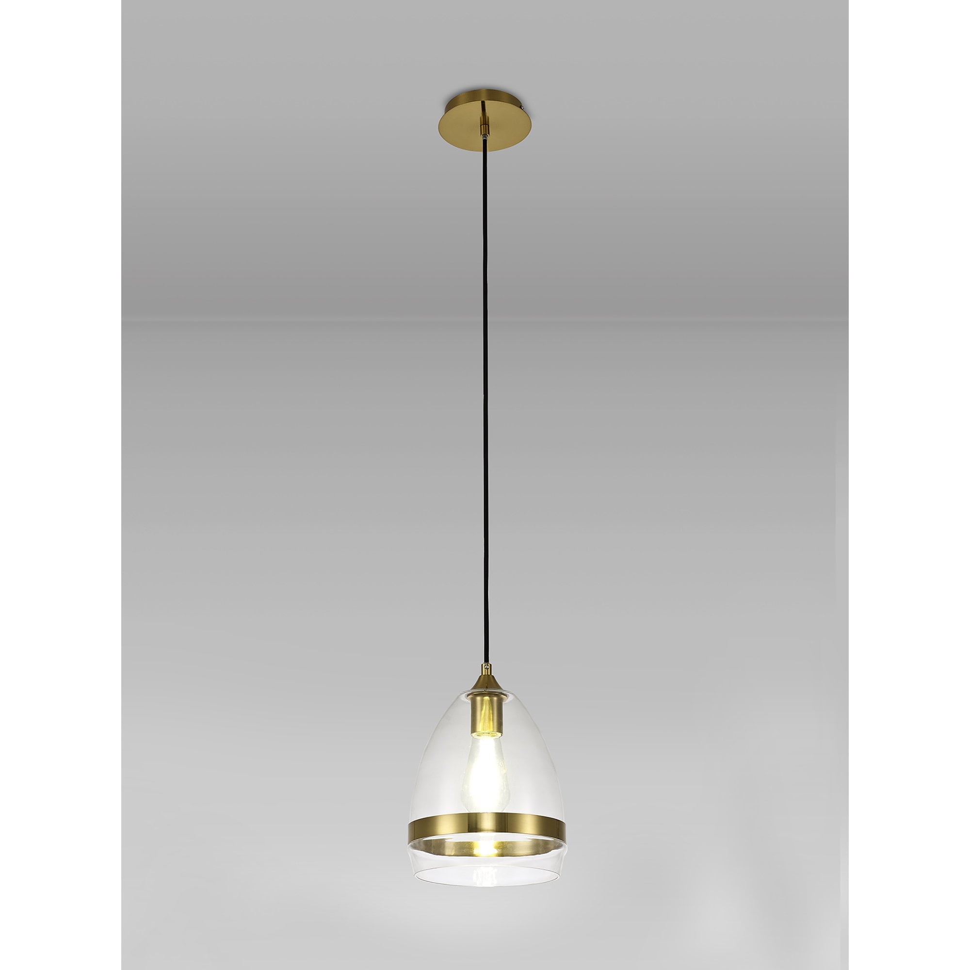Fabula Boleyn 20cm Cone Pendant - Aged Brass & Clear