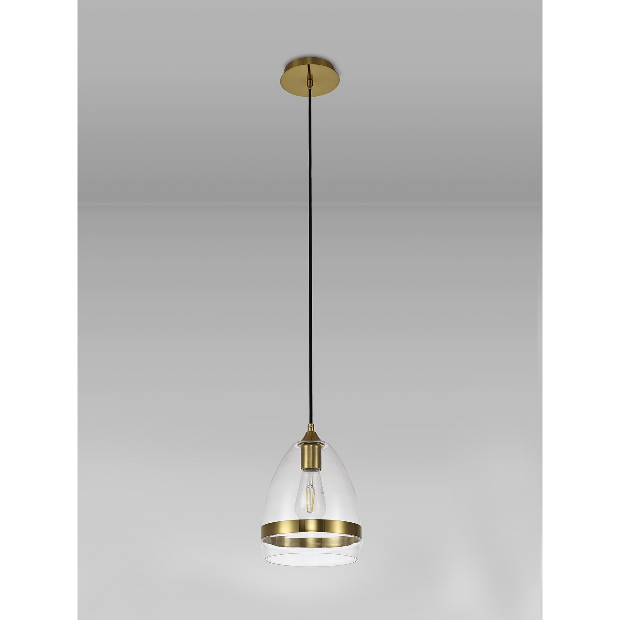 Fabula Boleyn 20cm Cone Pendant - Aged Brass & Clear