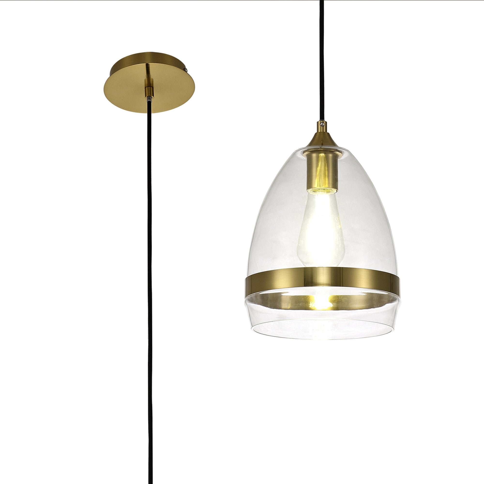 Fabula Boleyn 20cm Cone Pendant - Aged Brass & Clear