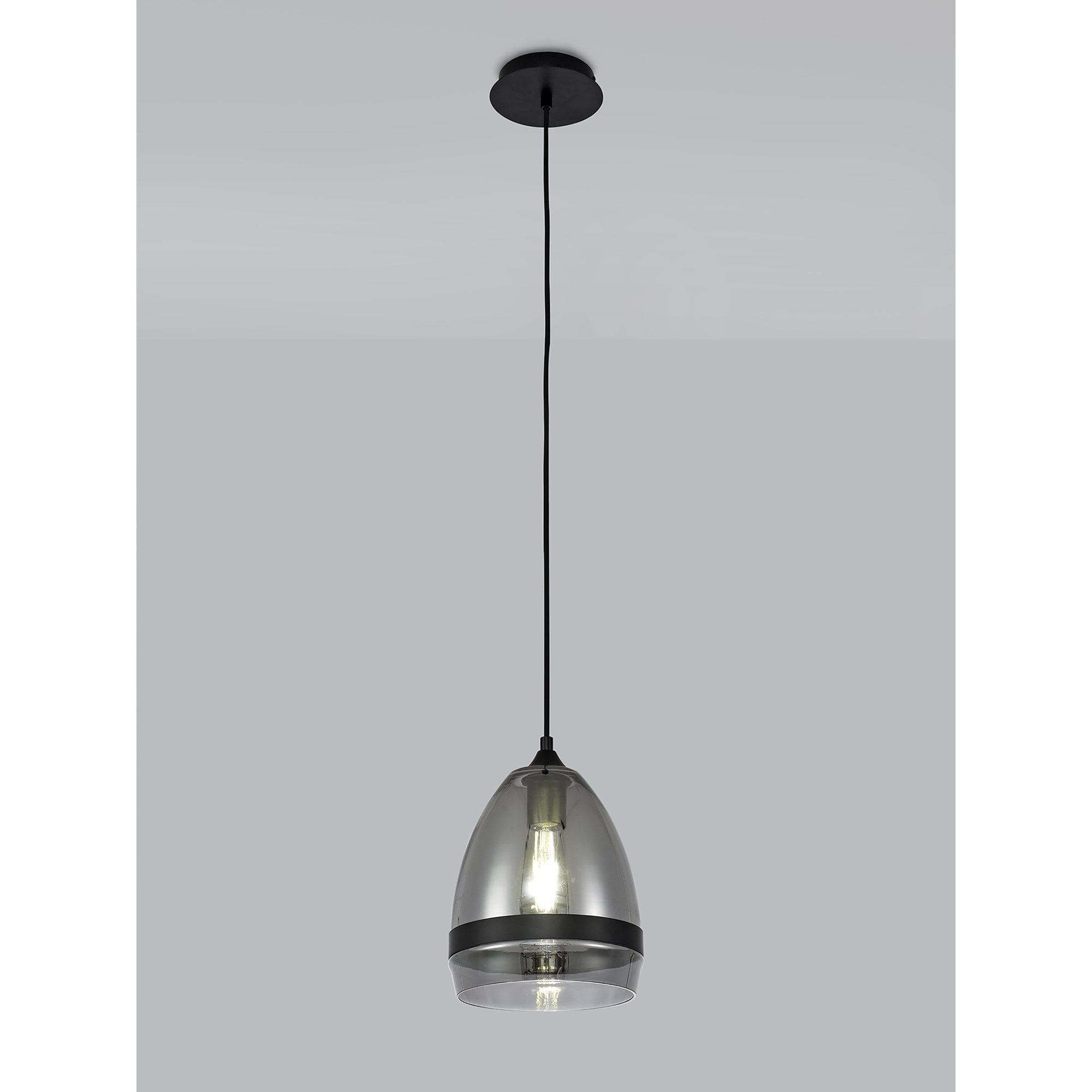 Fabula Boleyn 20cm Cone Pendant - Matt Black & Smoke Plated