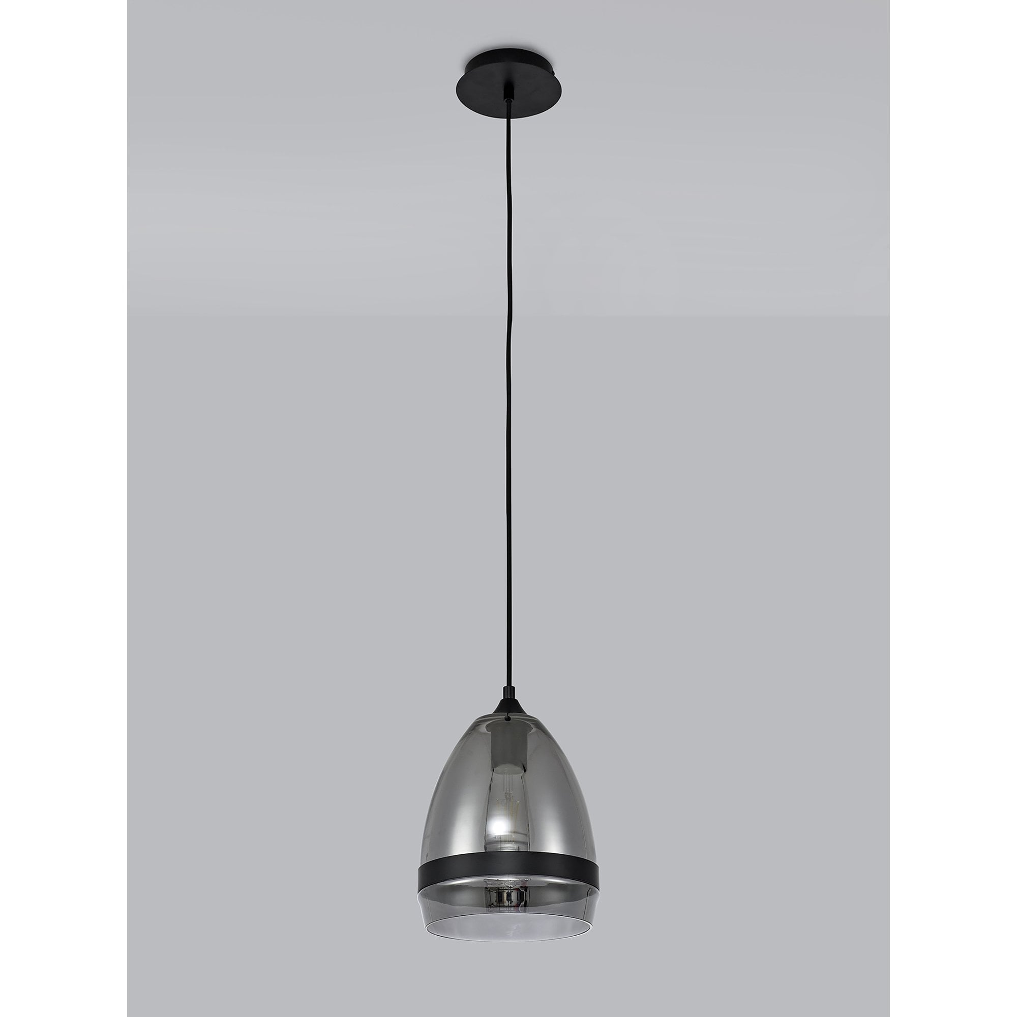 Fabula Boleyn 20cm Cone Pendant - Matt Black & Smoke Plated
