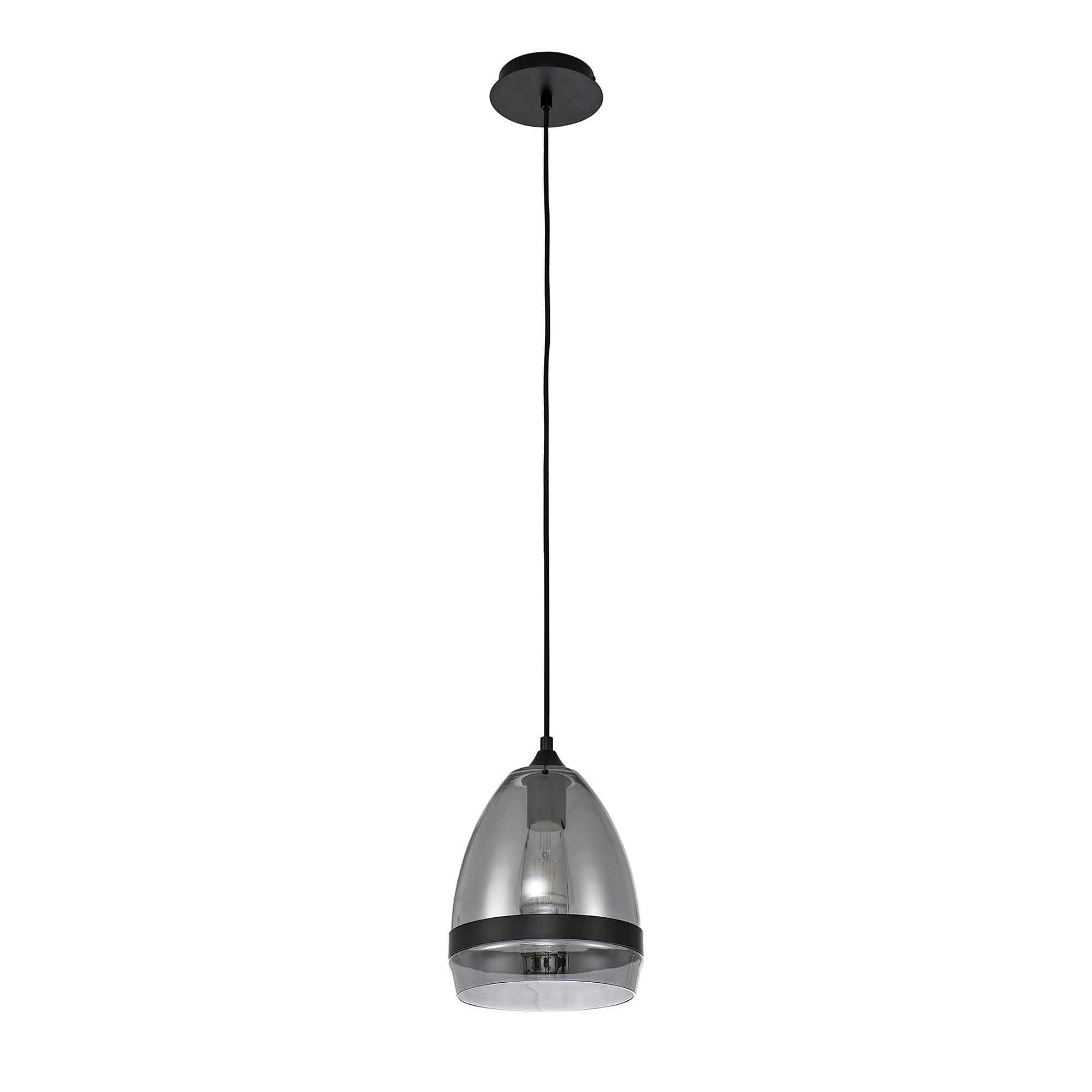 Fabula Boleyn 20cm Cone Pendant - Matt Black & Smoke Plated