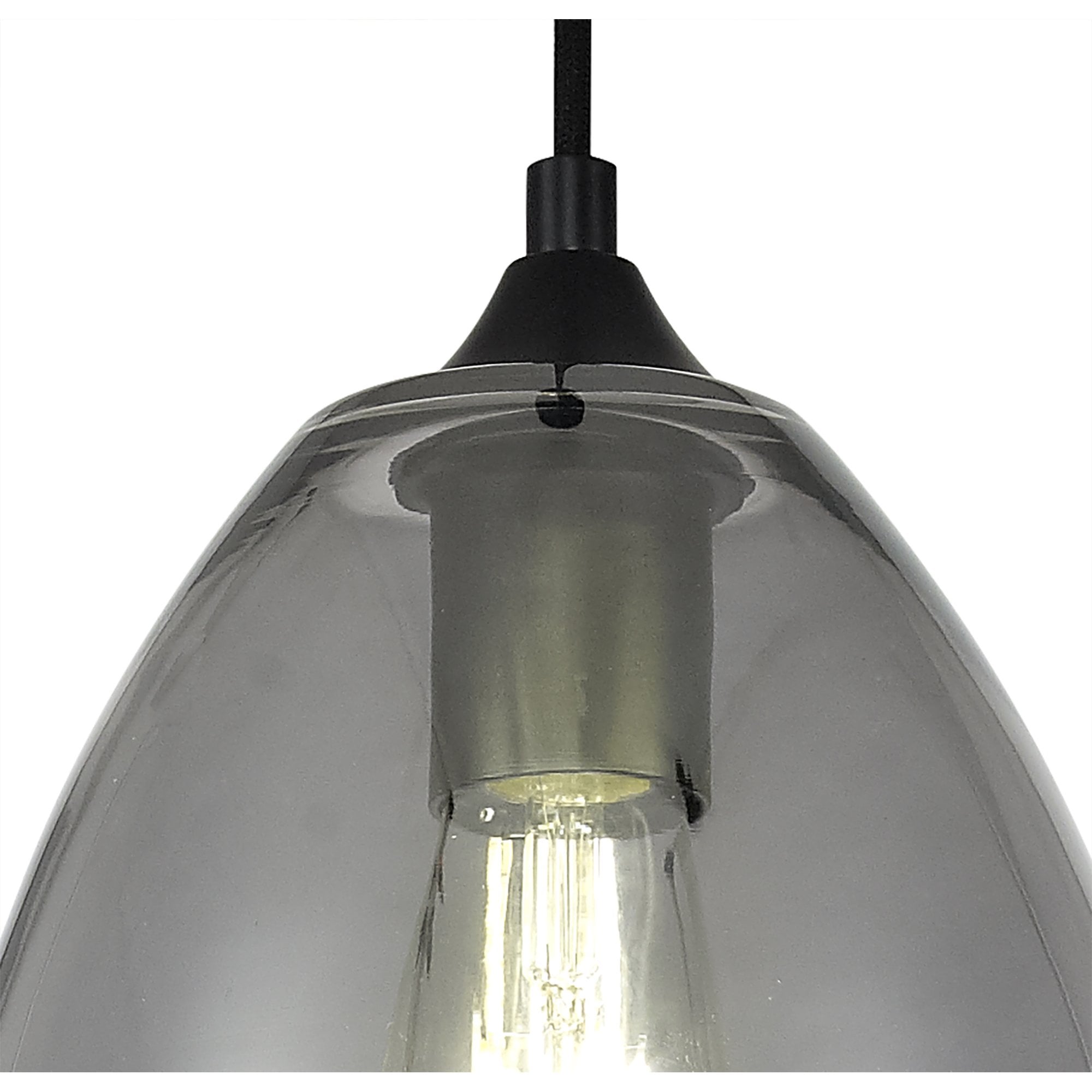 Fabula Boleyn 20cm Cone Pendant - Matt Black & Smoke Plated