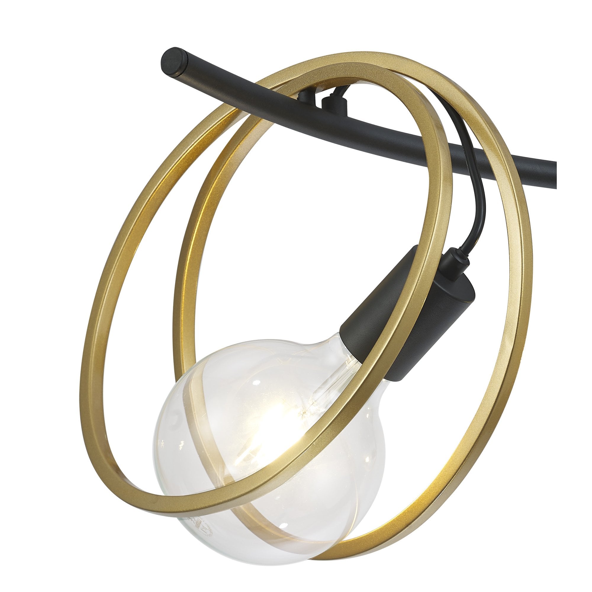 Fabula Bury Double Ring 2 Light Flush Light - Matt Black & Painted Gold