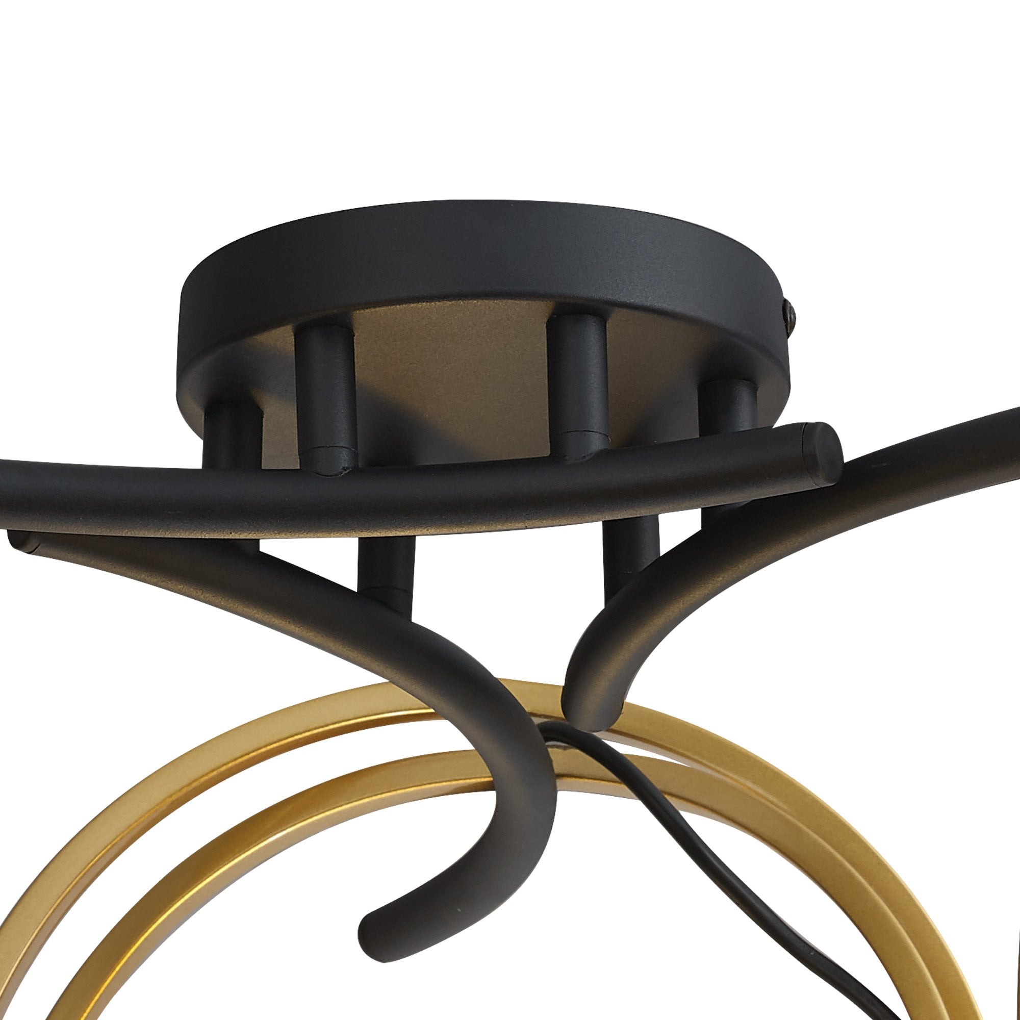 Fabula Bury Double Ring 3 Light Flush Light - Matt Black & Painted Gold