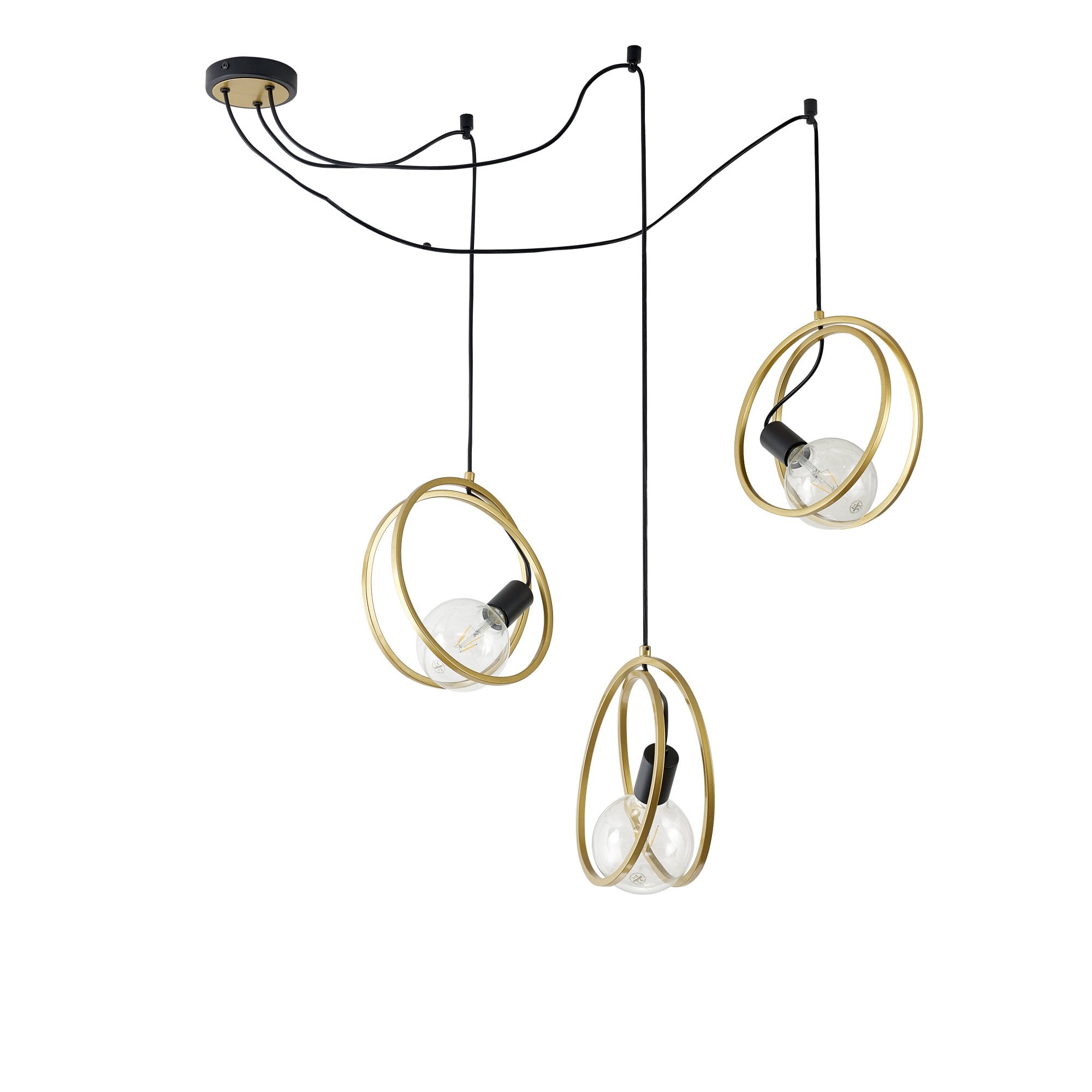 Fabula Bury Double Ring 3 Light Multi Pendant - Matt Black & Painted Gold