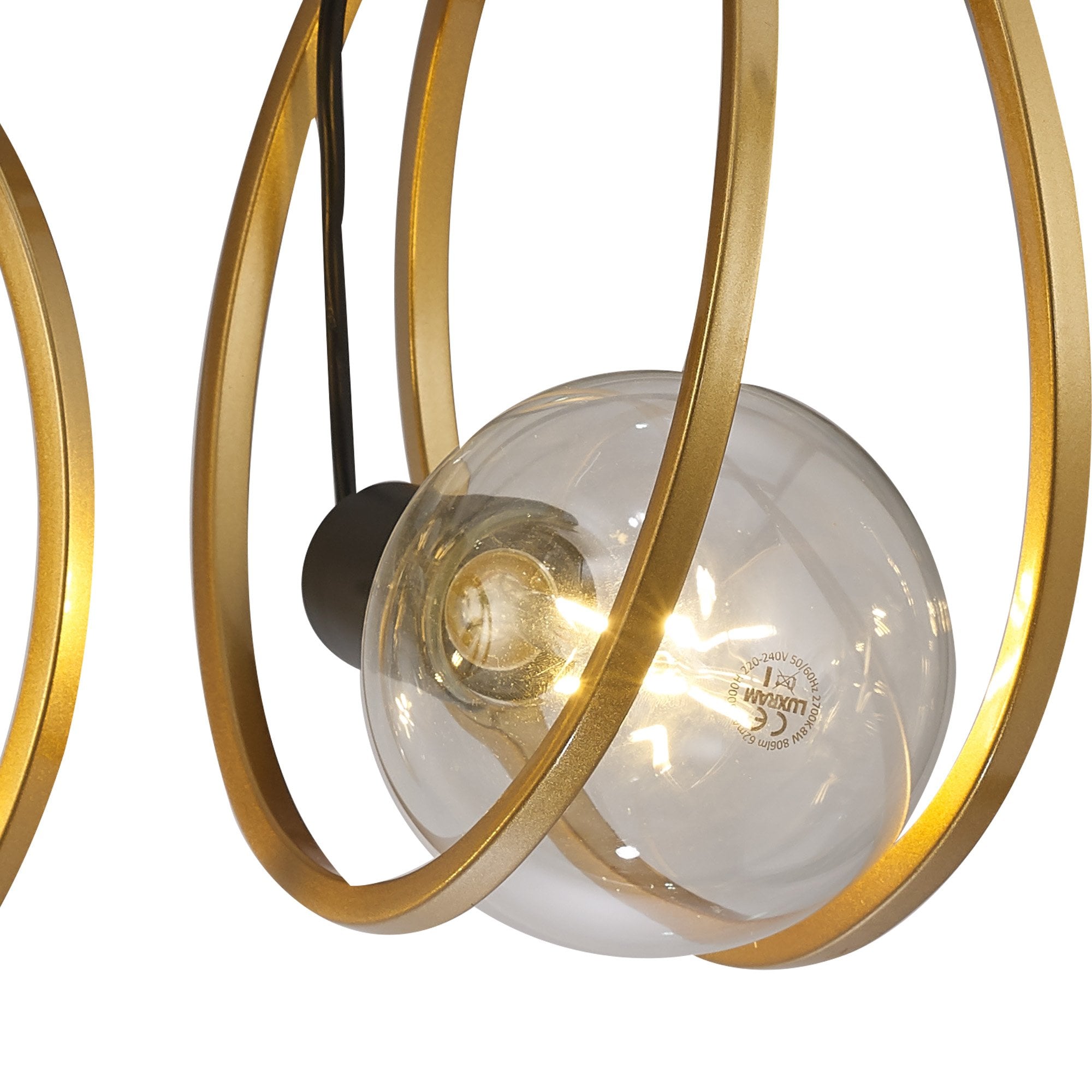 Fabula Bury Double Ring 4 Light Flush Light - Matt Black & Painted Gold
