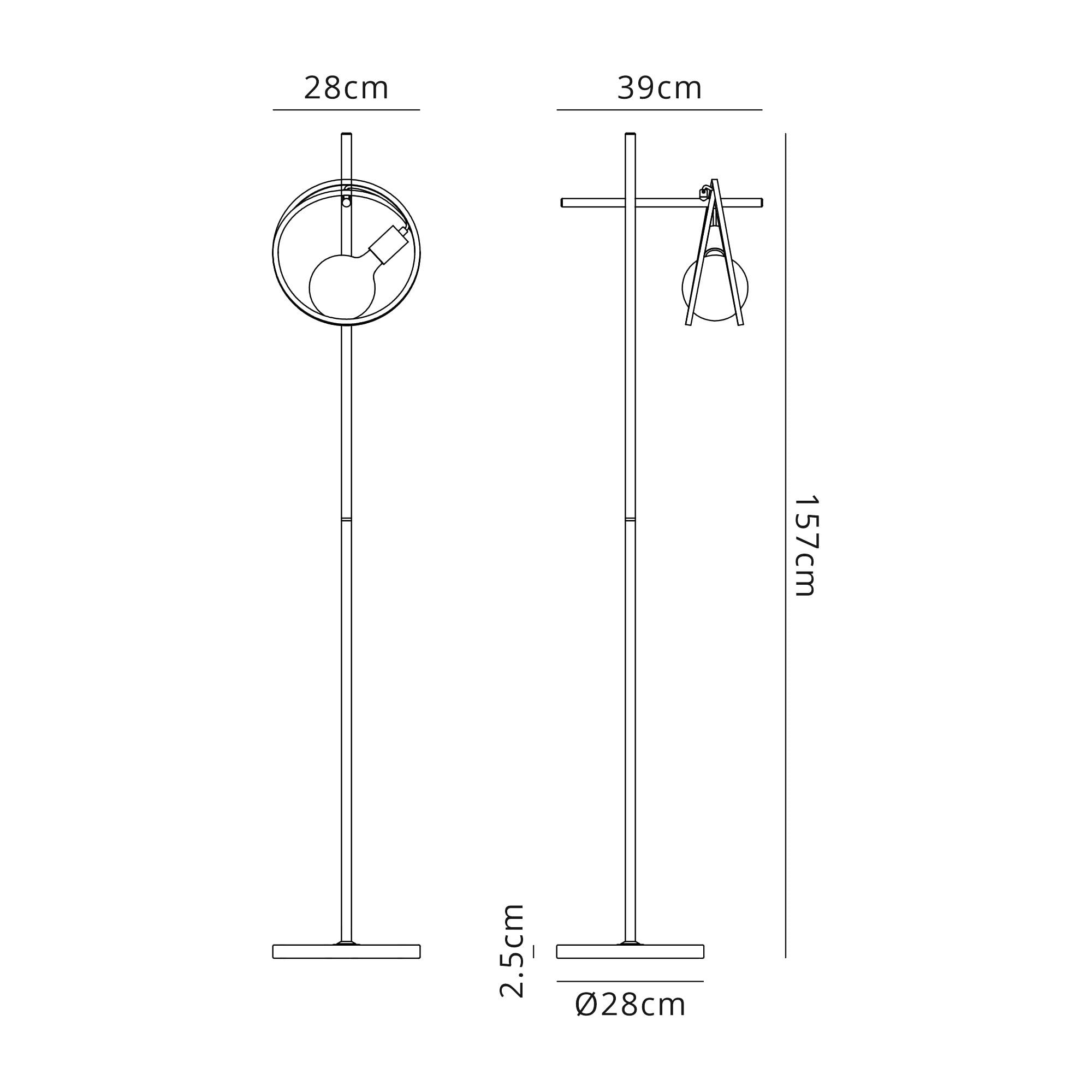 Fabula Bury Double Ring Single Floor Lamp - Matt Black & Painted Gold