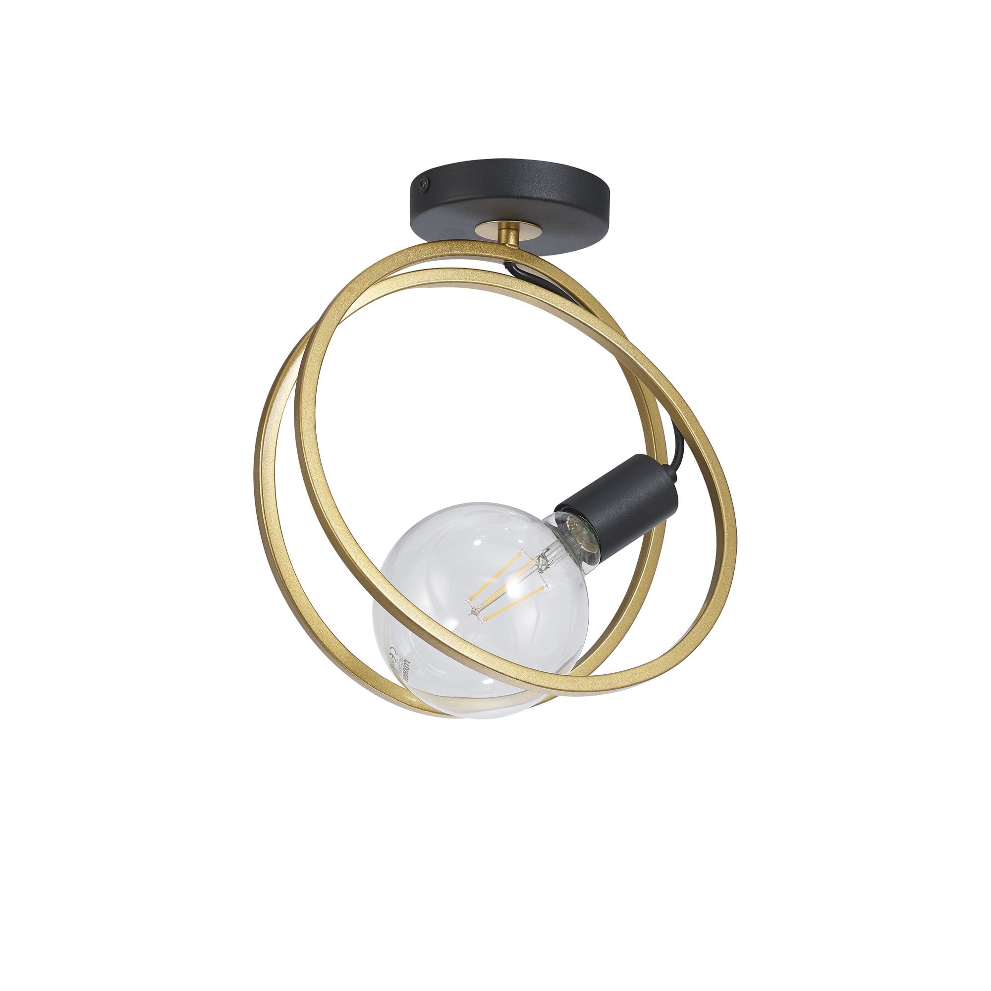 Fabula Bury Double Ring Single Flush Light - Matt Black & Painted Gold