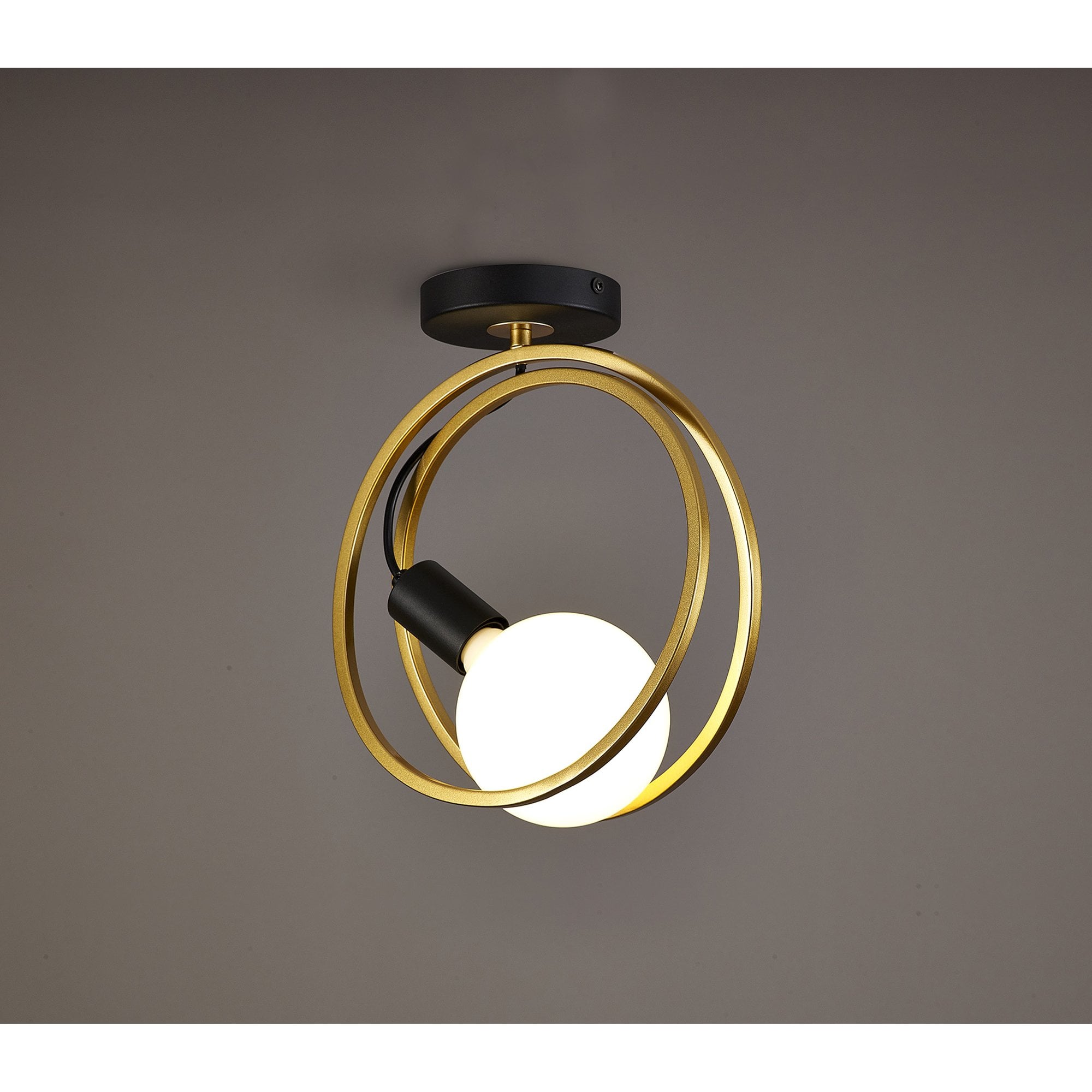 Fabula Bury Double Ring Single Flush Light - Matt Black & Painted Gold