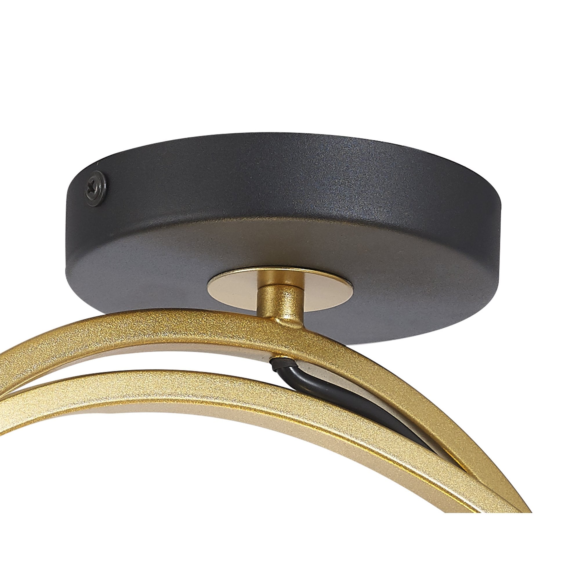Fabula Bury Double Ring Single Flush Light - Matt Black & Painted Gold