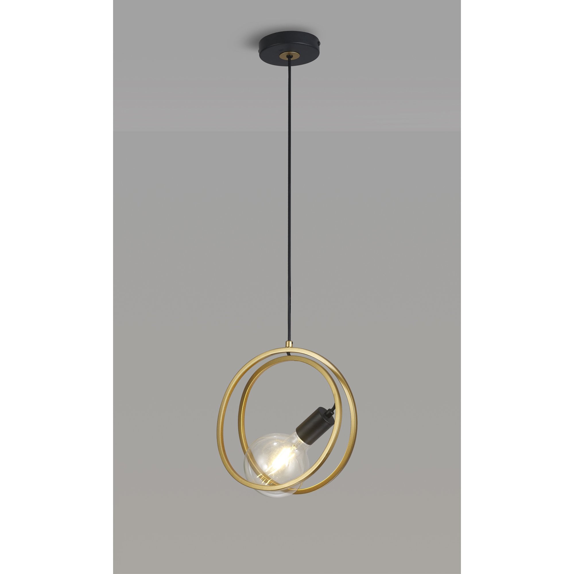 Fabula Bury Double Ring Single Pendant - Matt Black & Painted Gold
