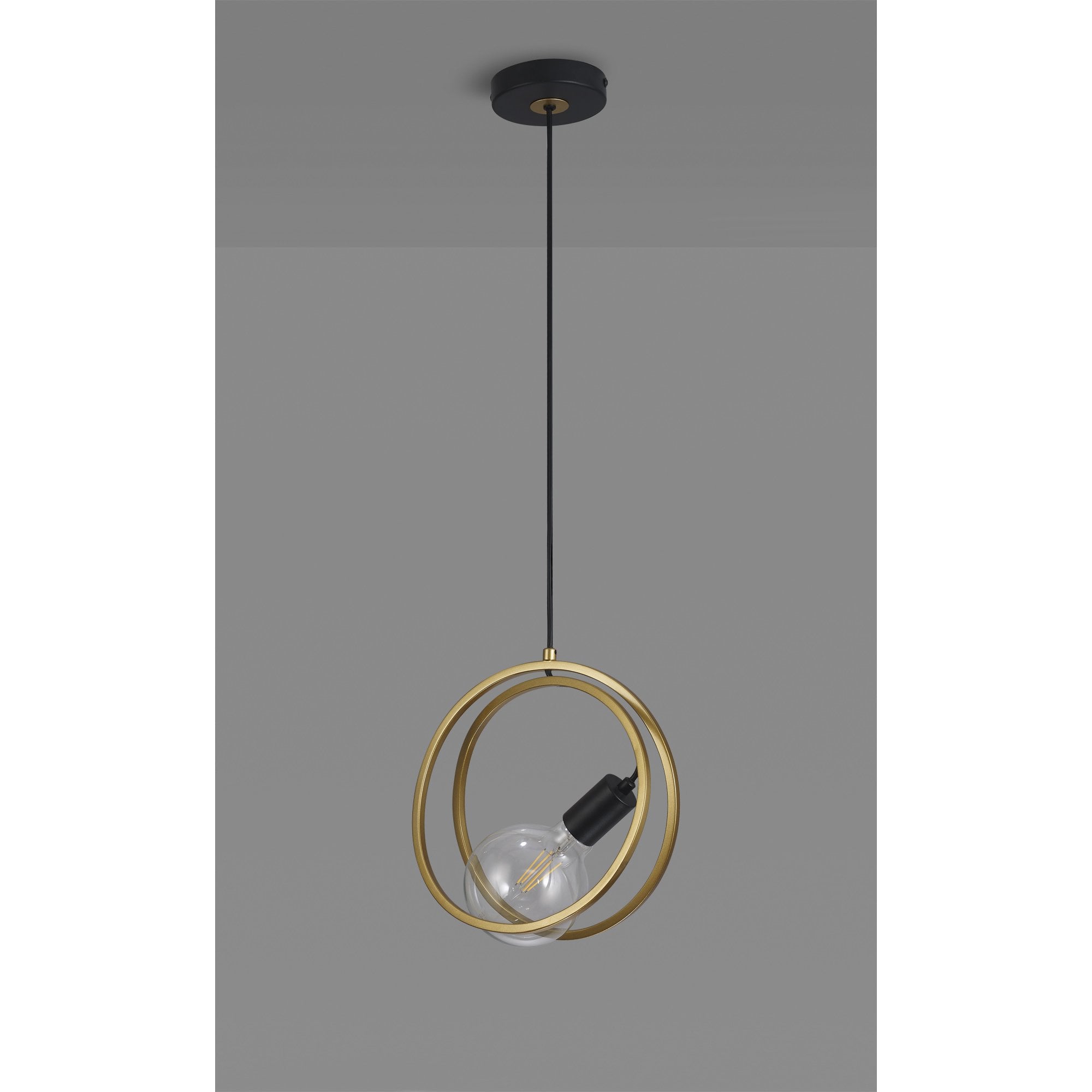Fabula Bury Double Ring Single Pendant - Matt Black & Painted Gold