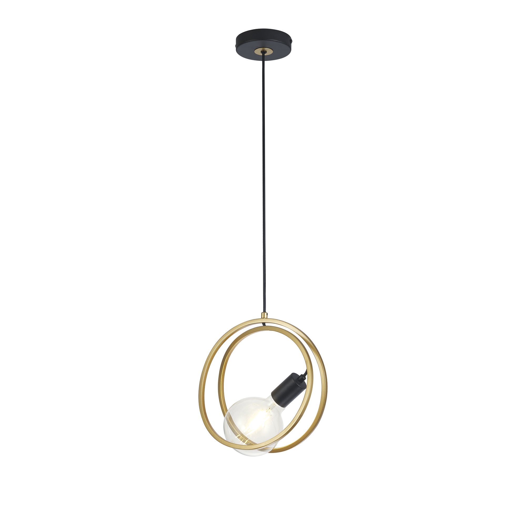 Fabula Bury Double Ring Single Pendant - Matt Black & Painted Gold