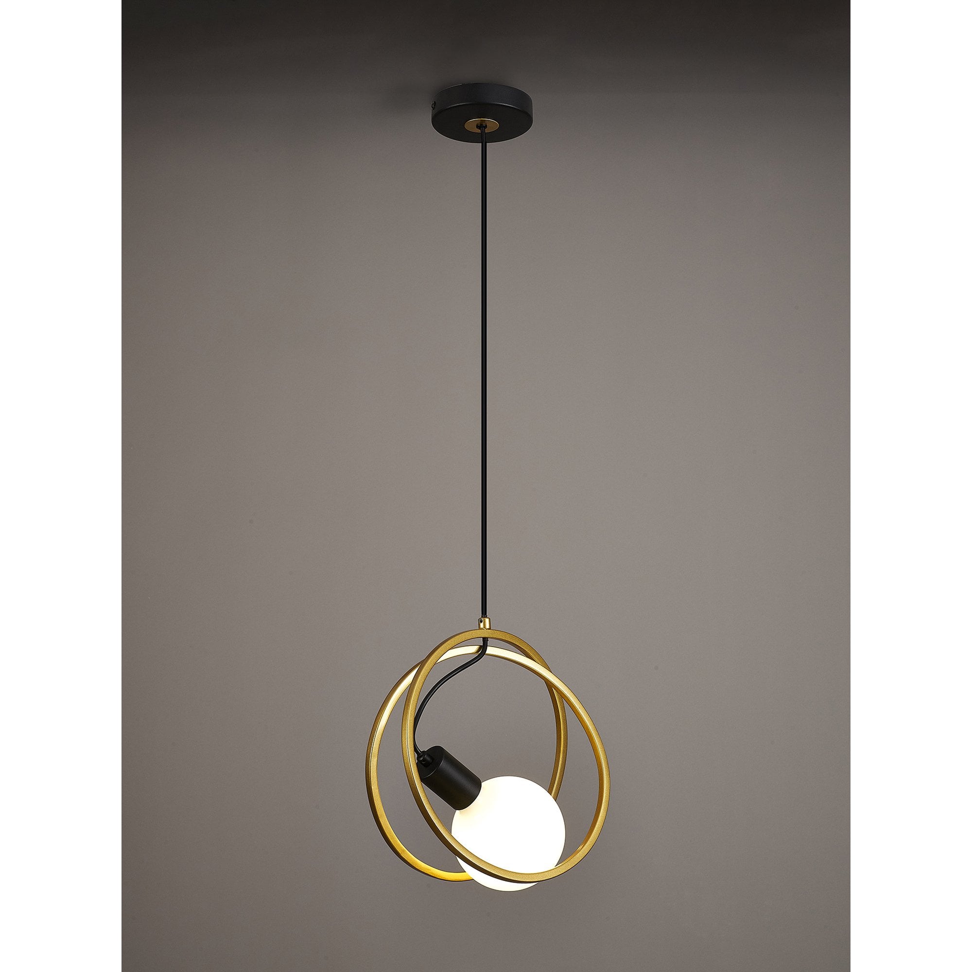 Fabula Bury Double Ring Single Pendant - Matt Black & Painted Gold
