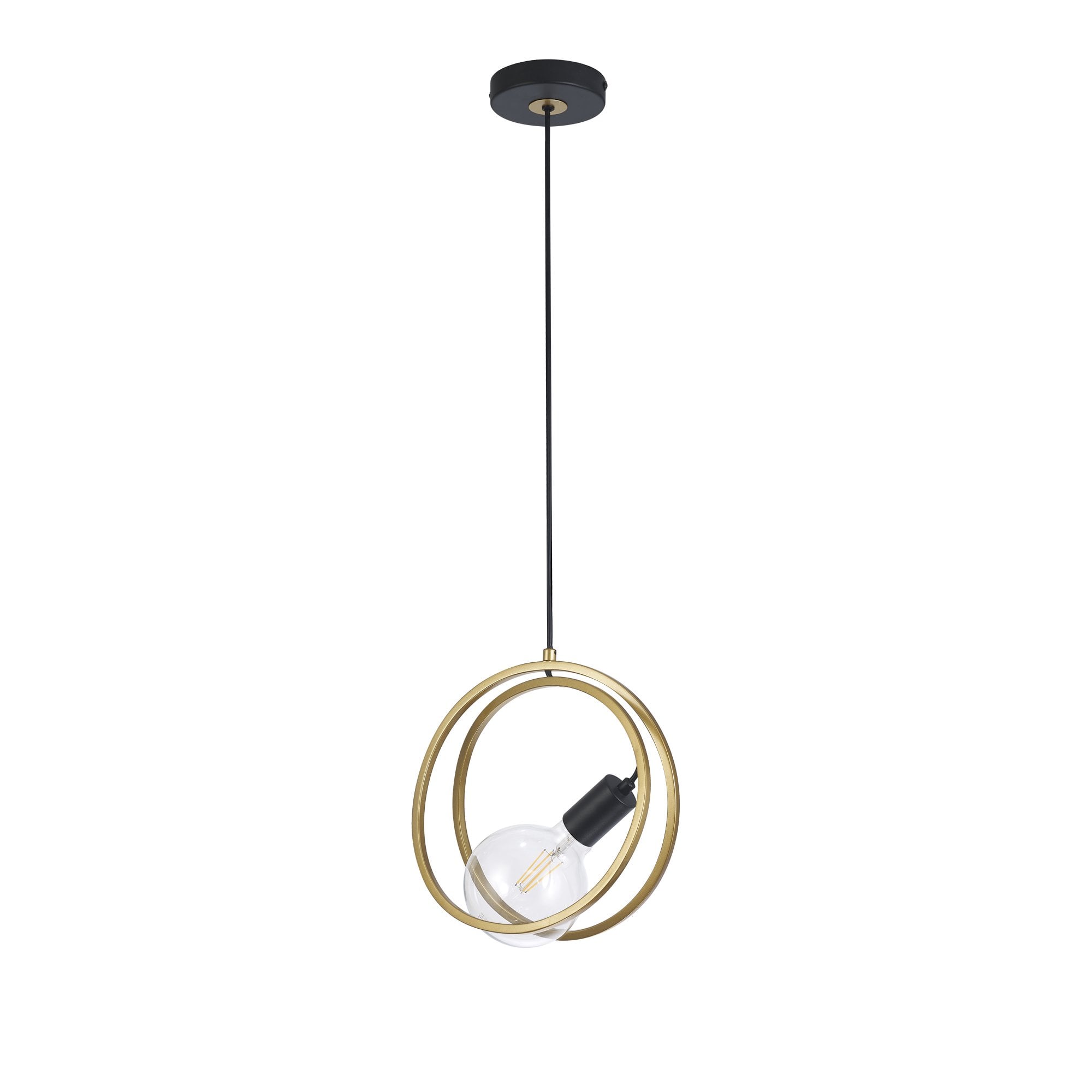 Fabula Bury Double Ring Single Pendant - Matt Black & Painted Gold