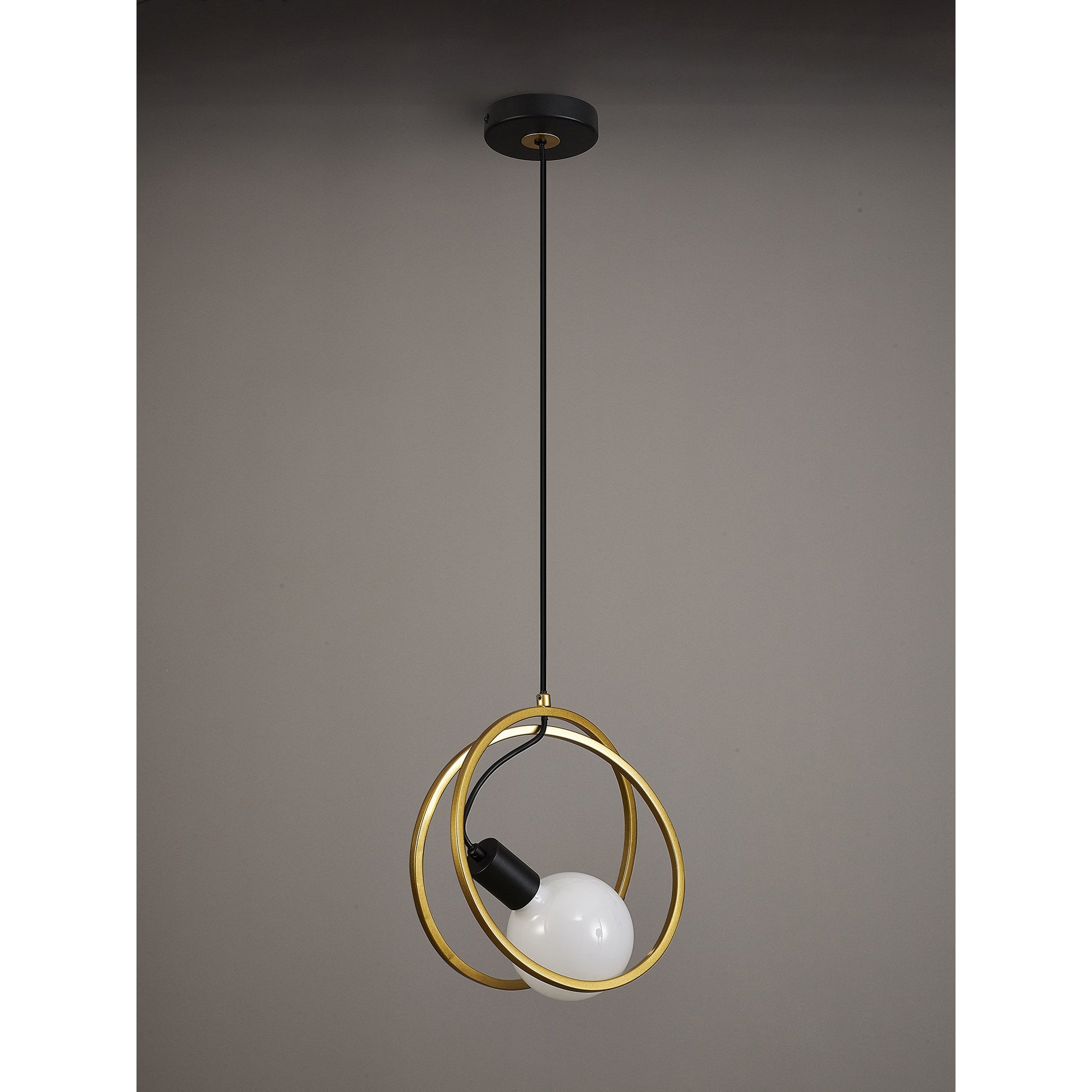 Fabula Bury Double Ring Single Pendant - Matt Black & Painted Gold