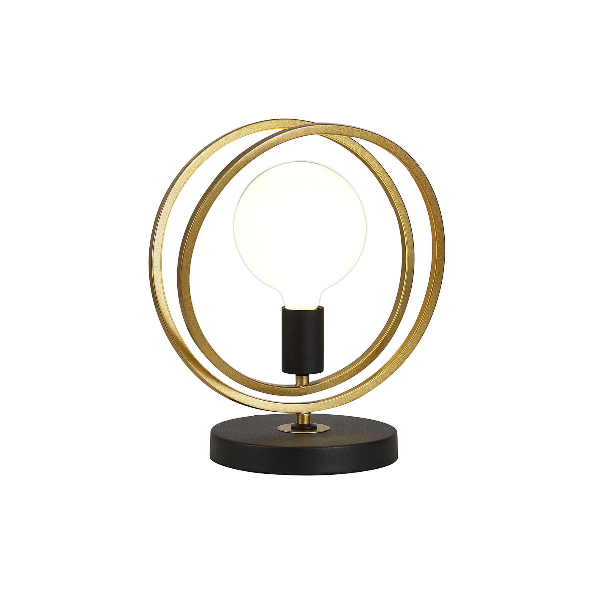 Fabula Bury Double Ring Single Table Lamp - Matt Black & Painted Gold