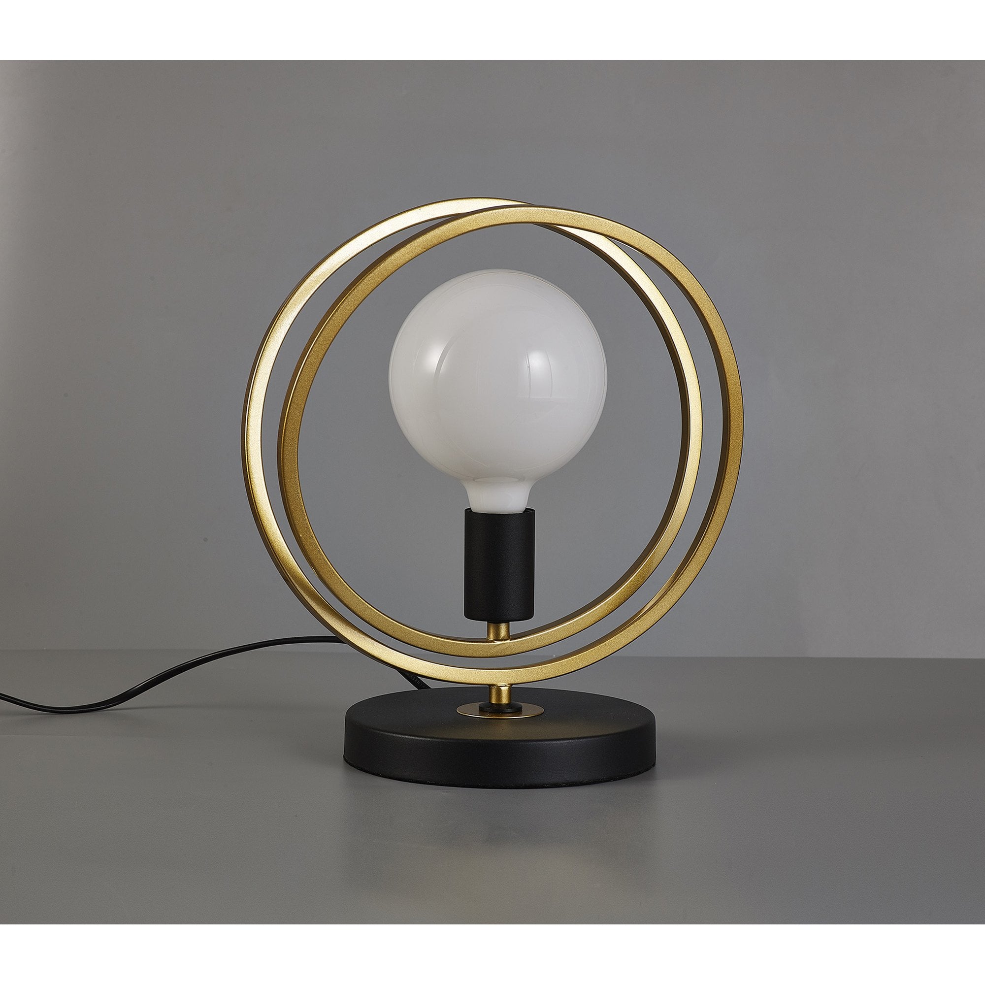 Fabula Bury Double Ring Single Table Lamp - Matt Black & Painted Gold