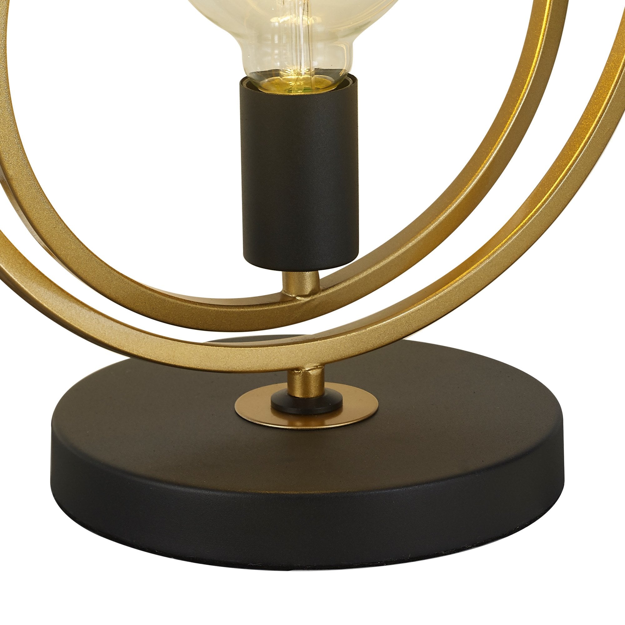Fabula Bury Double Ring Single Table Lamp - Matt Black & Painted Gold