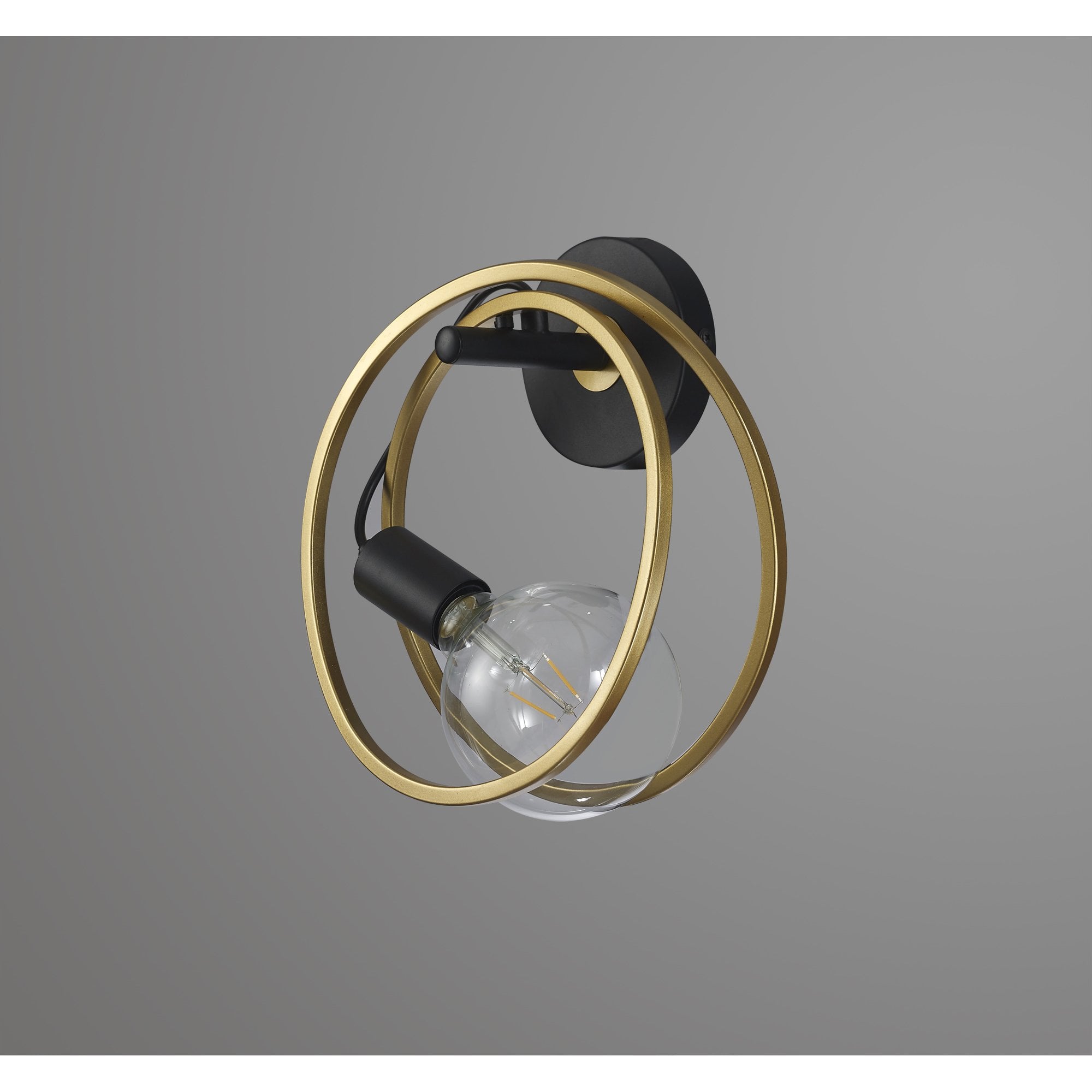 Fabula Bury Double Ring Single Wall Lamp - Matt Black & Painted Gold