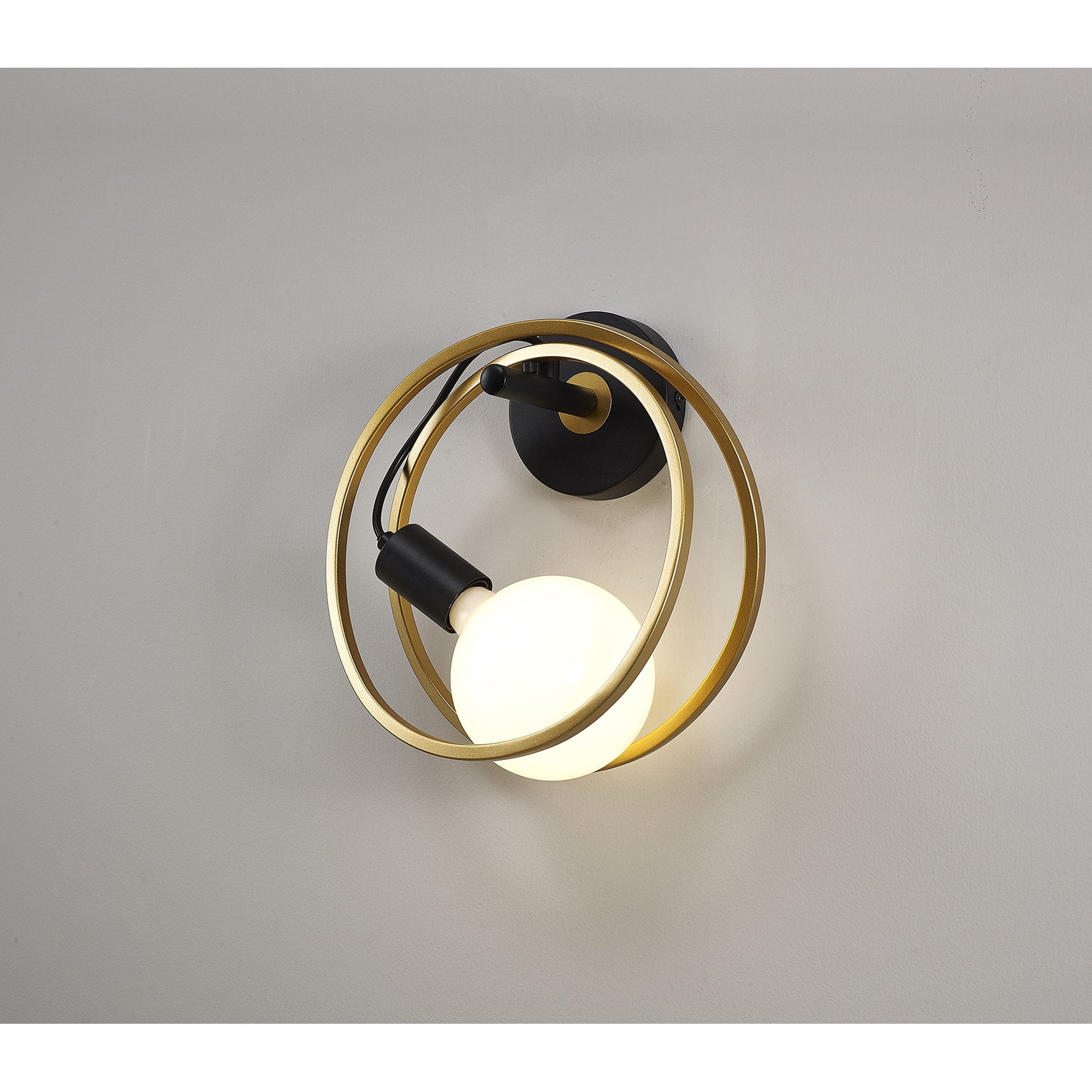 Fabula Bury Double Ring Single Wall Lamp - Matt Black & Painted Gold