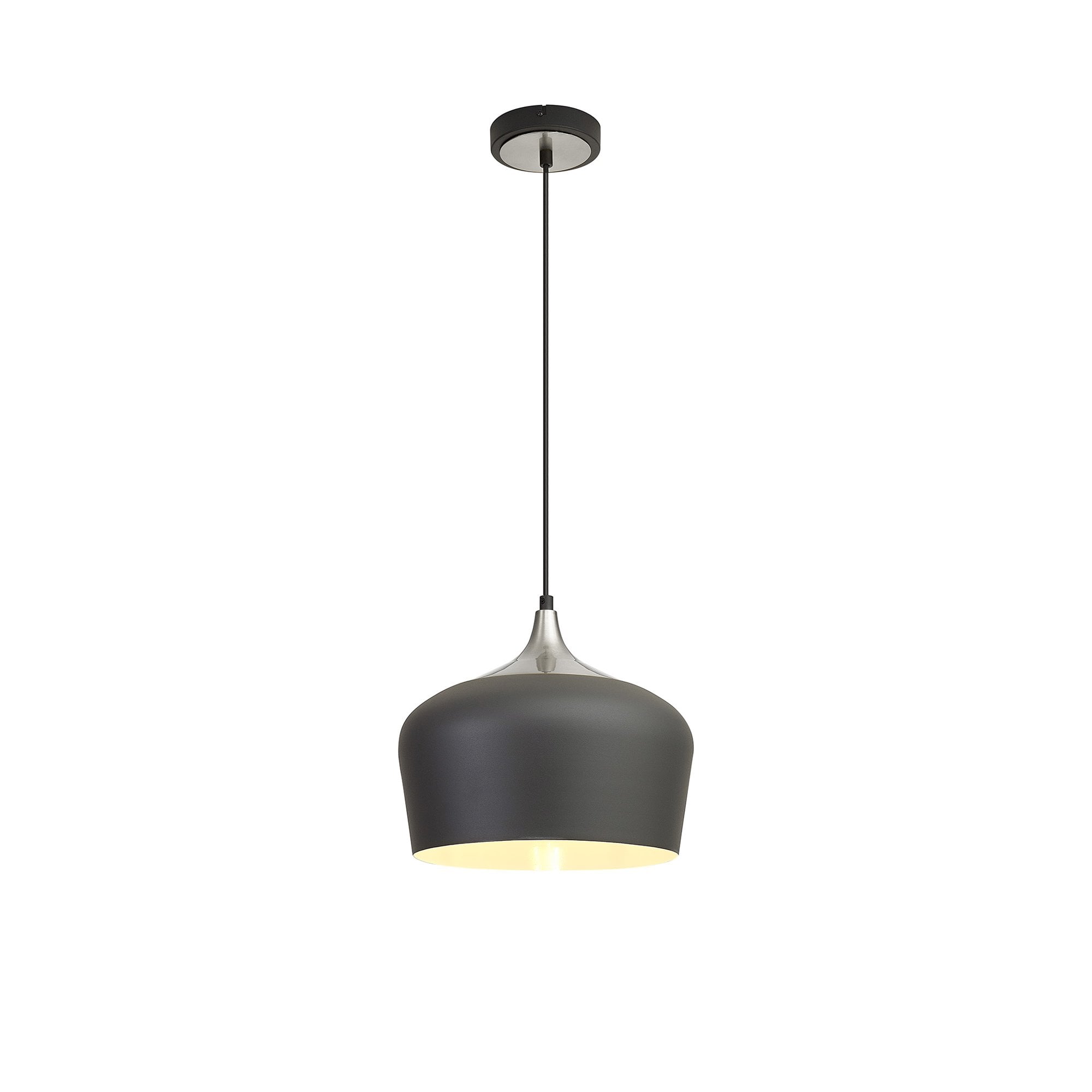 Fabula Buxton 32cm Pendant - Anthracite & Satin Nickel