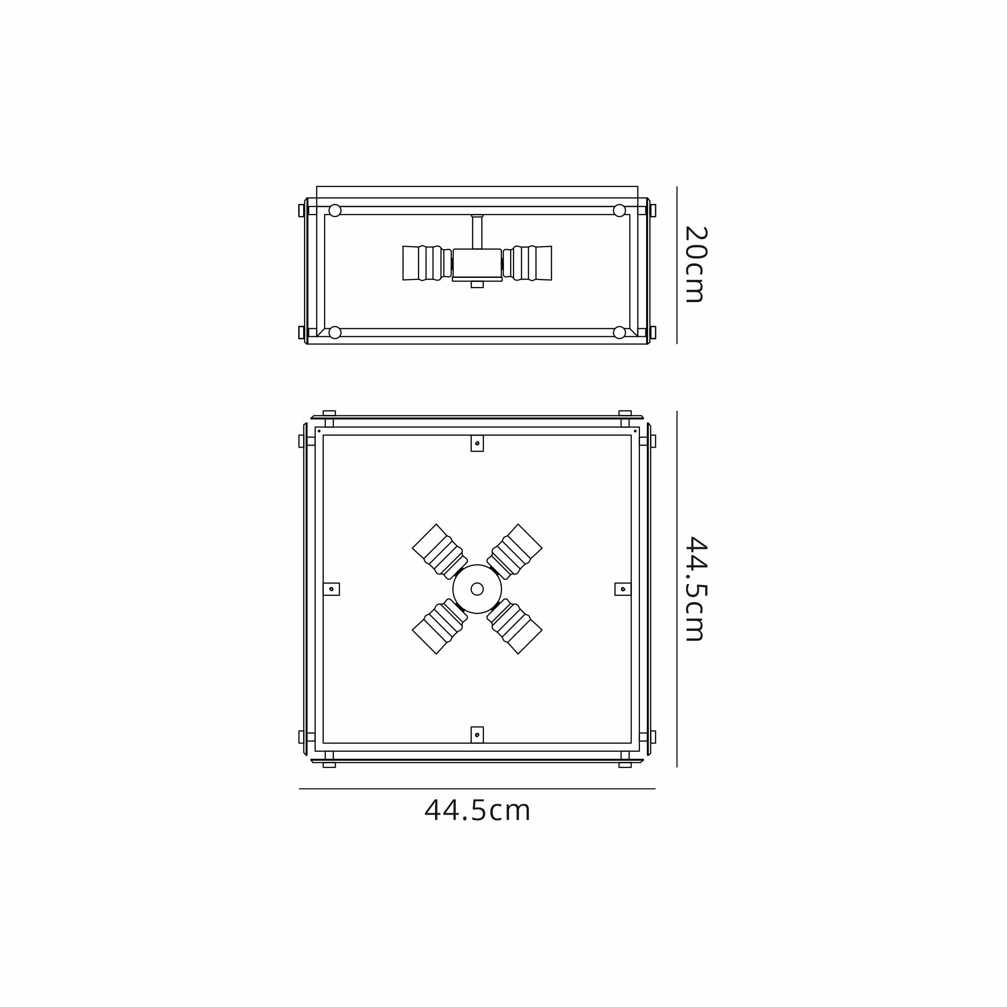 Fabula Cambridge 4 Light Flush Light - Matt Black, Chrome & Clear Glass