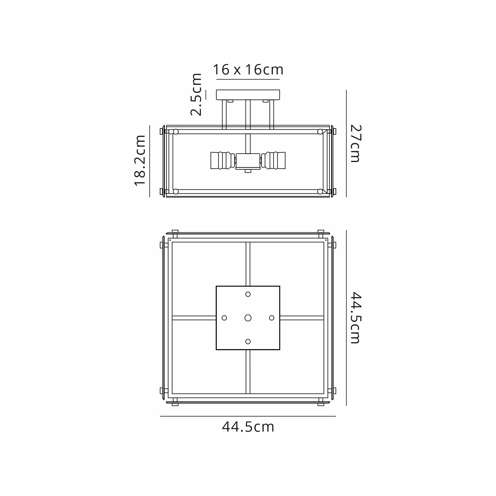 Fabula Cambridge 4 Light Semi-Flush Light - Matt Black, Chrome & Clear Glass