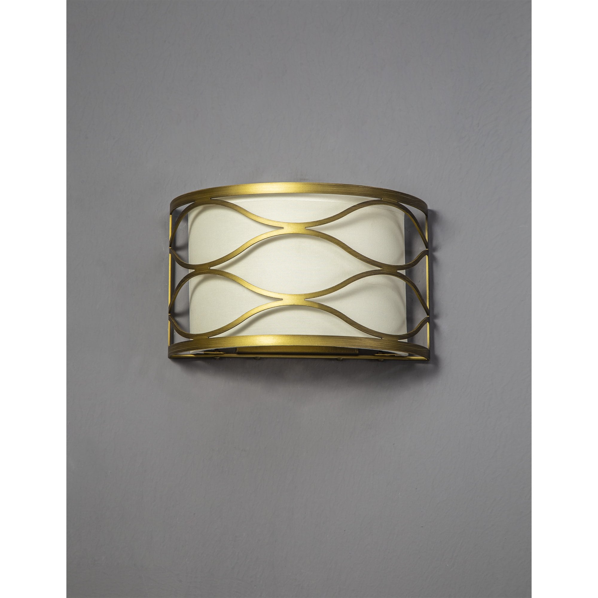 Fabula Carbis 2 Light Wall Lamp - Aged Gold & Cream Fabric Shade