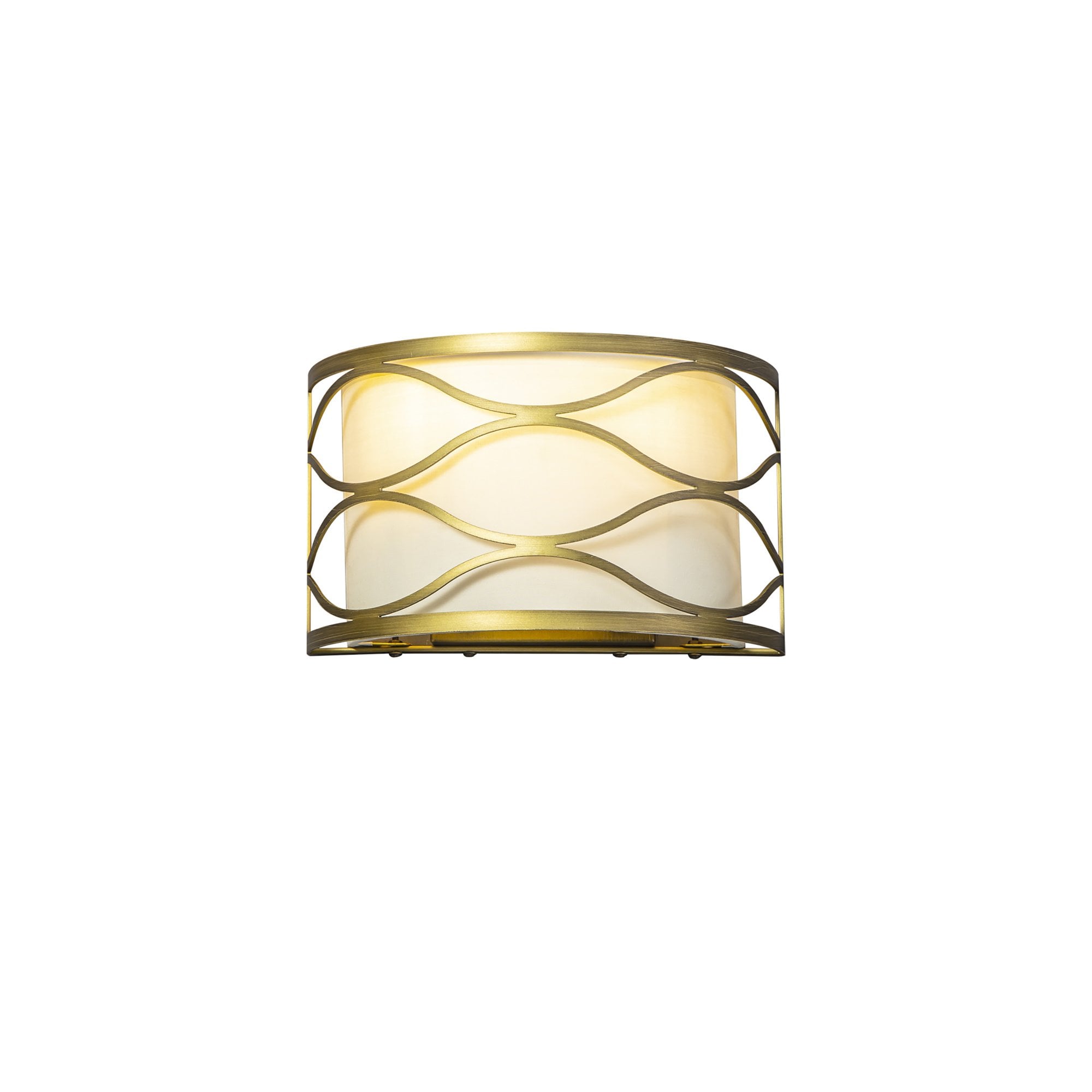 Fabula Carbis 2 Light Wall Lamp - Aged Gold & Cream Fabric Shade