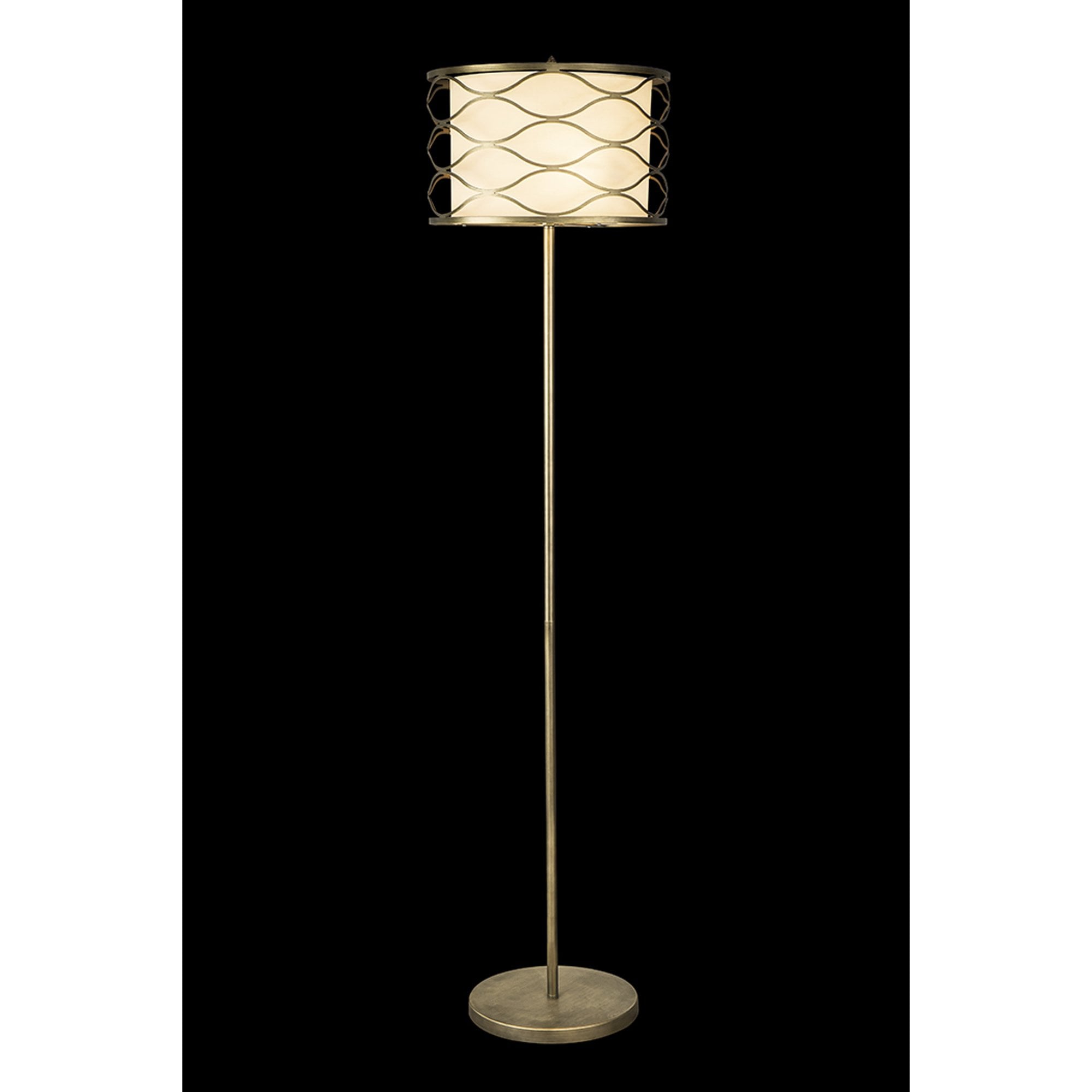 Fabula Carbis 3 Light Floor Lamp - Aged Gold & Cream Fabric Shade