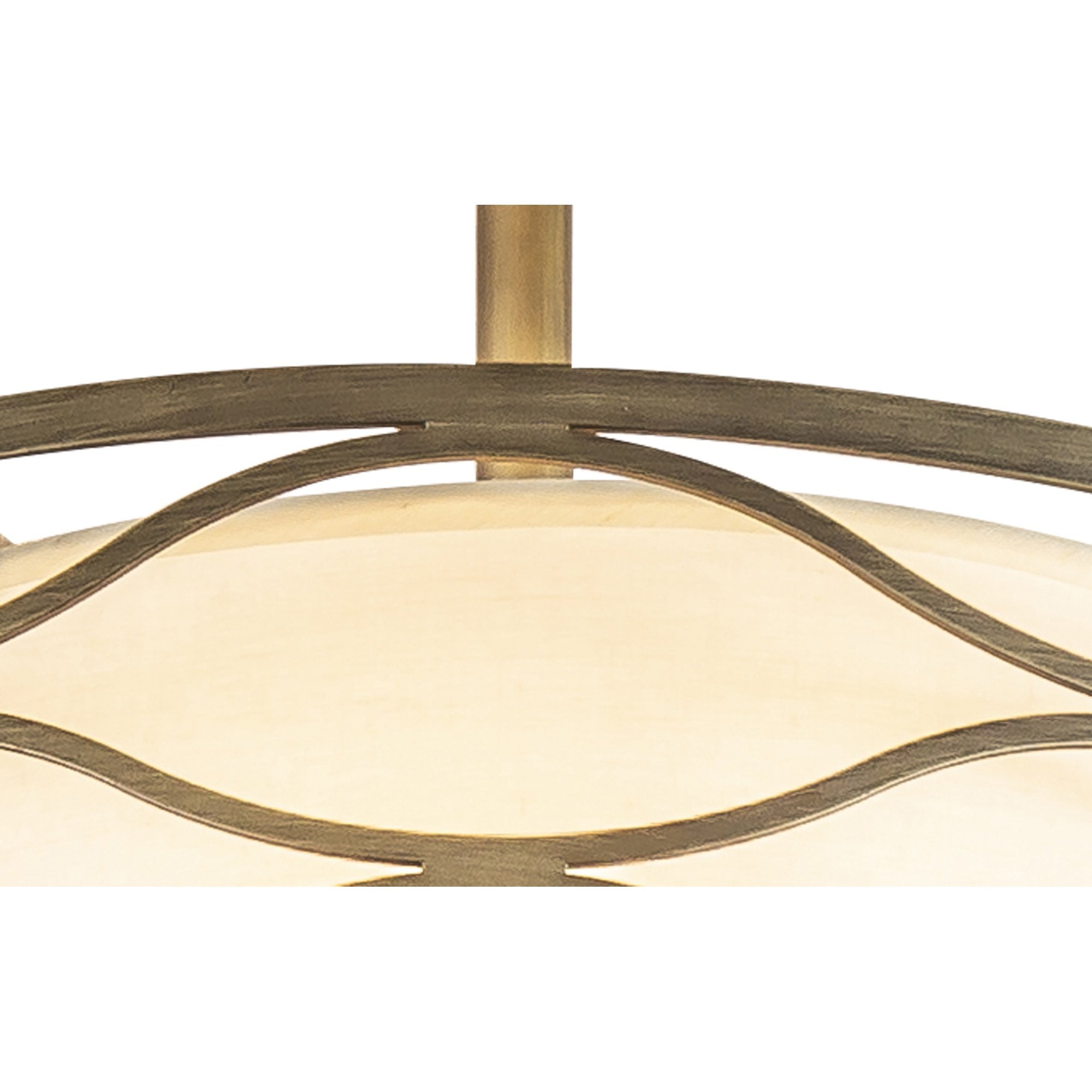 Fabula Carbis 3 Light Pendant/Semi-Flush Light - Aged Gold & Cream Fabric Shade