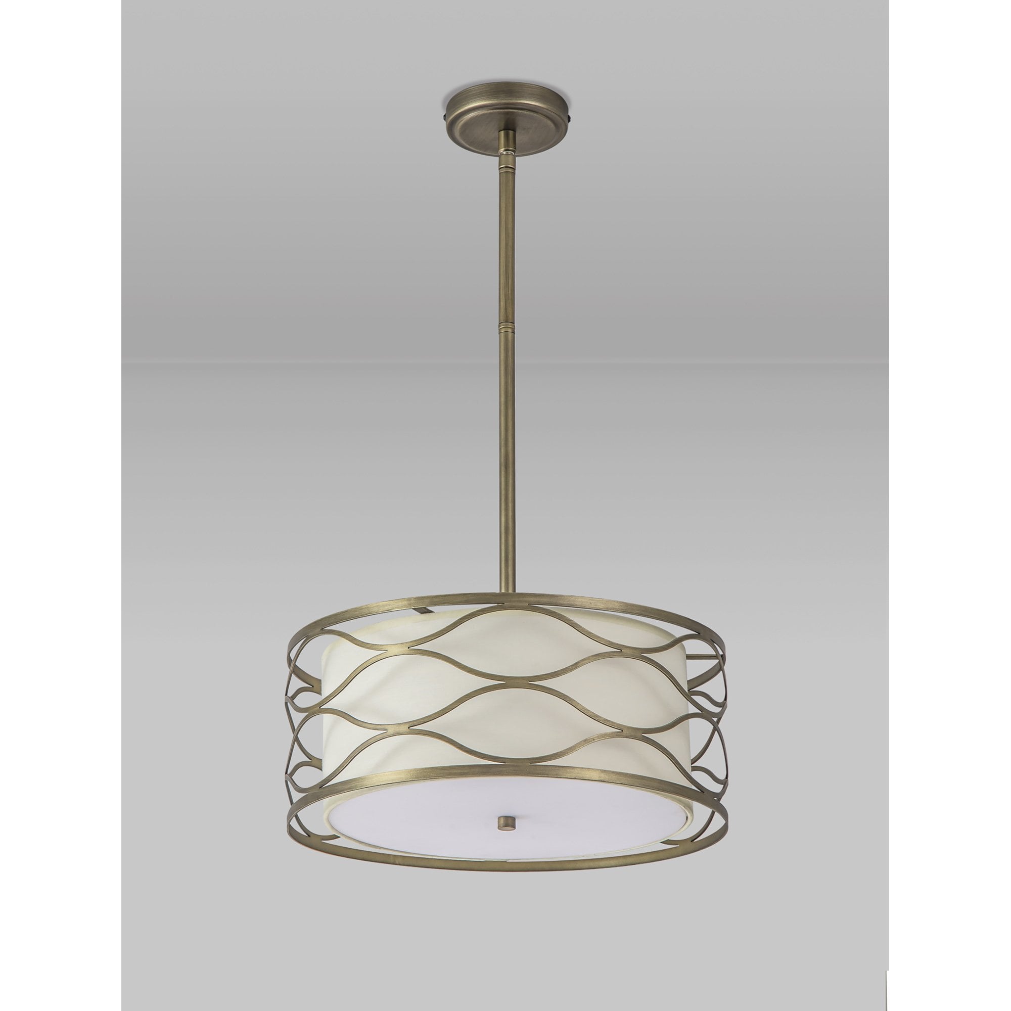 Fabula Carbis 5 Light Pendant/Semi-Flush Light - Aged Gold & Cream Fabric Shade