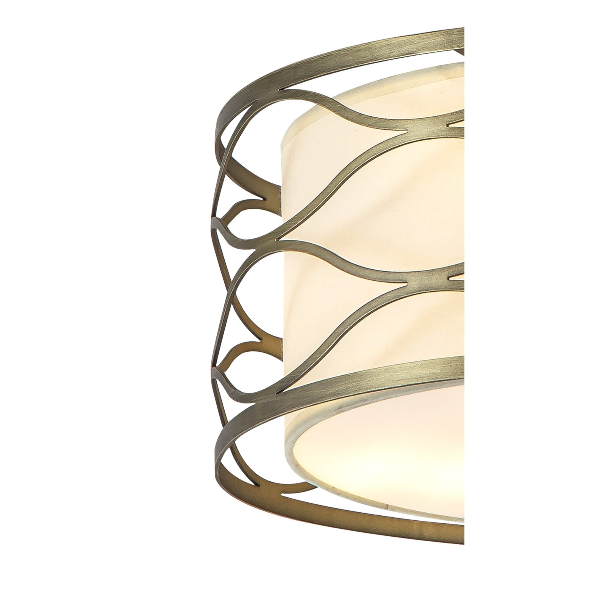 Fabula Carbis 5 Light Pendant/Semi-Flush Light - Aged Gold & Cream Fabric Shade