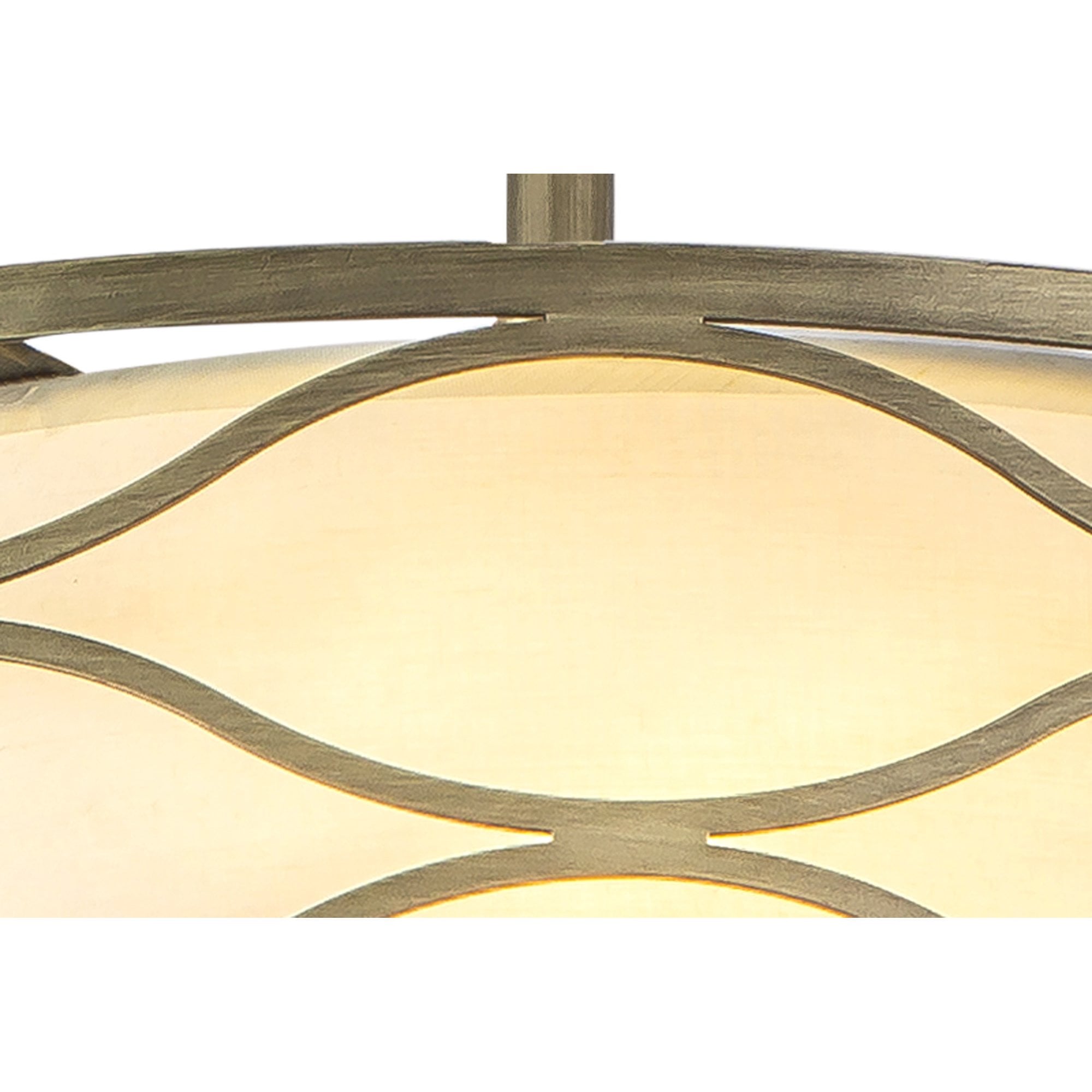 Fabula Carbis 5 Light Pendant/Semi-Flush Light - Aged Gold & Cream Fabric Shade