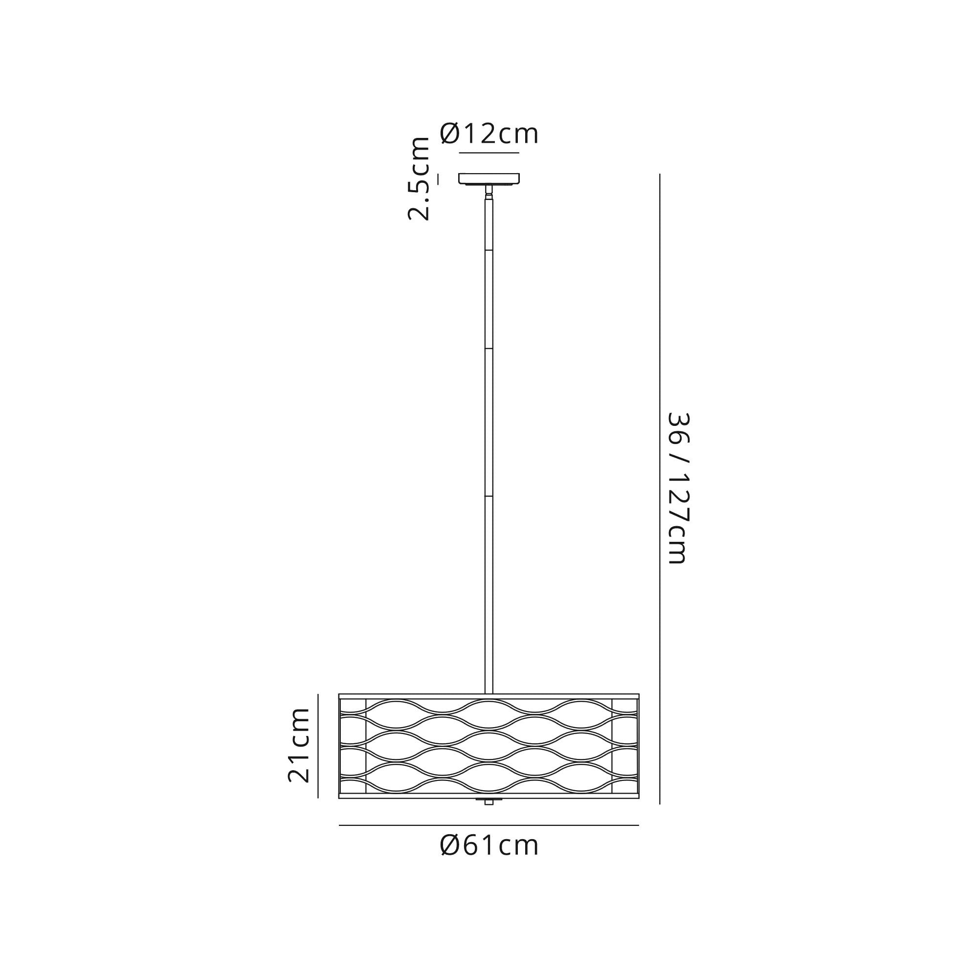 Fabula Carbis 5 Light Pendant/Semi-Flush Light - Aged Gold & Cream Fabric Shade