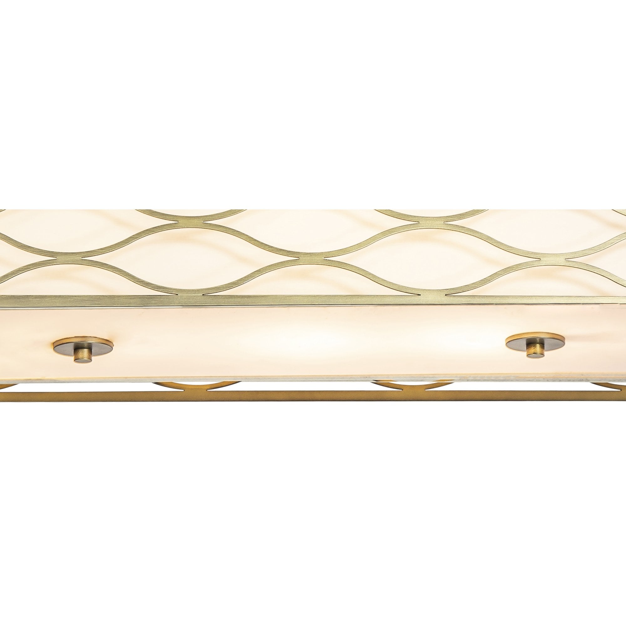 Fabula Carbis 5 Light Rectangle Pendant/Semi-Flush Light - Aged Gold & Cream Fabric Shade