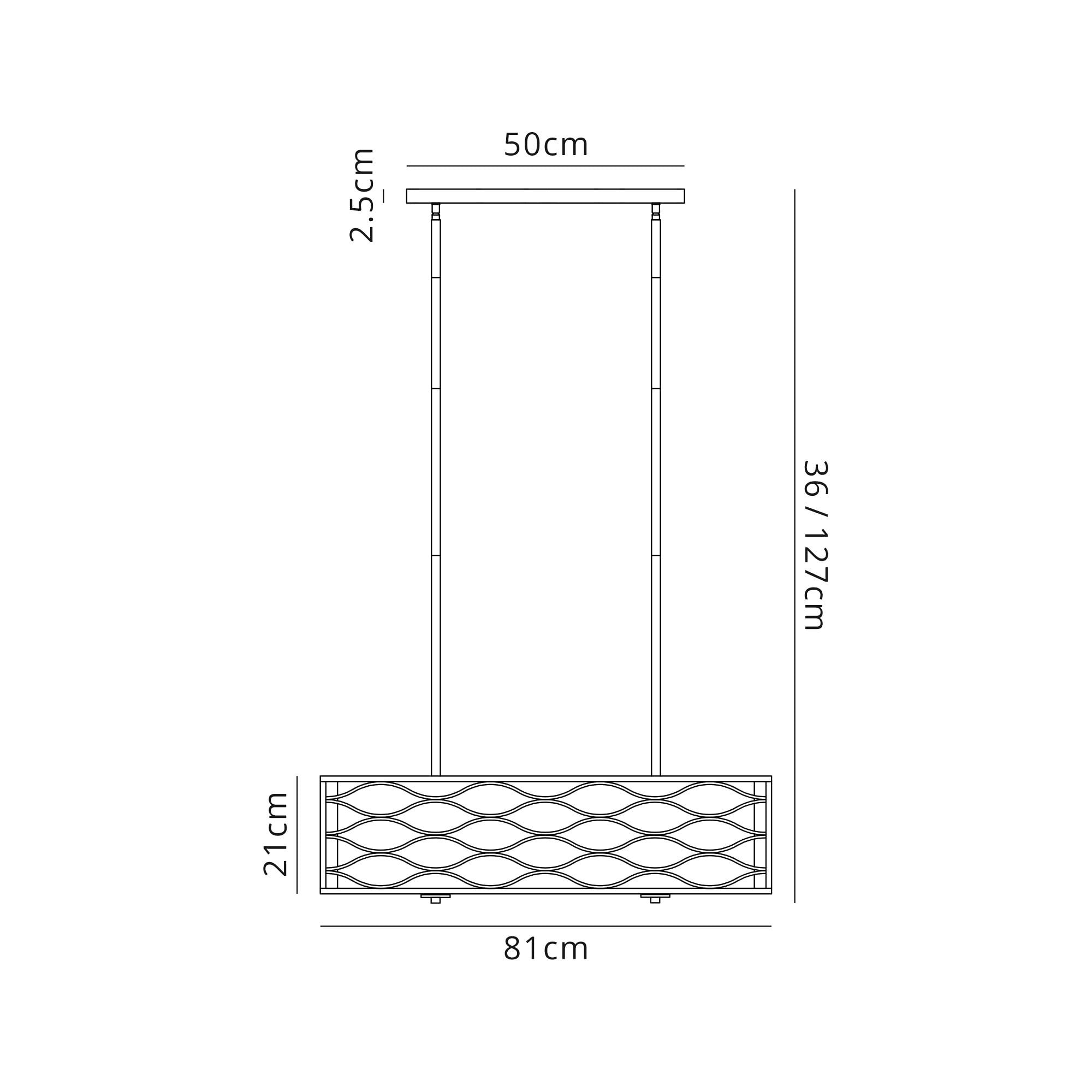 Fabula Carbis 5 Light Rectangle Pendant/Semi-Flush Light - Aged Gold & Cream Fabric Shade