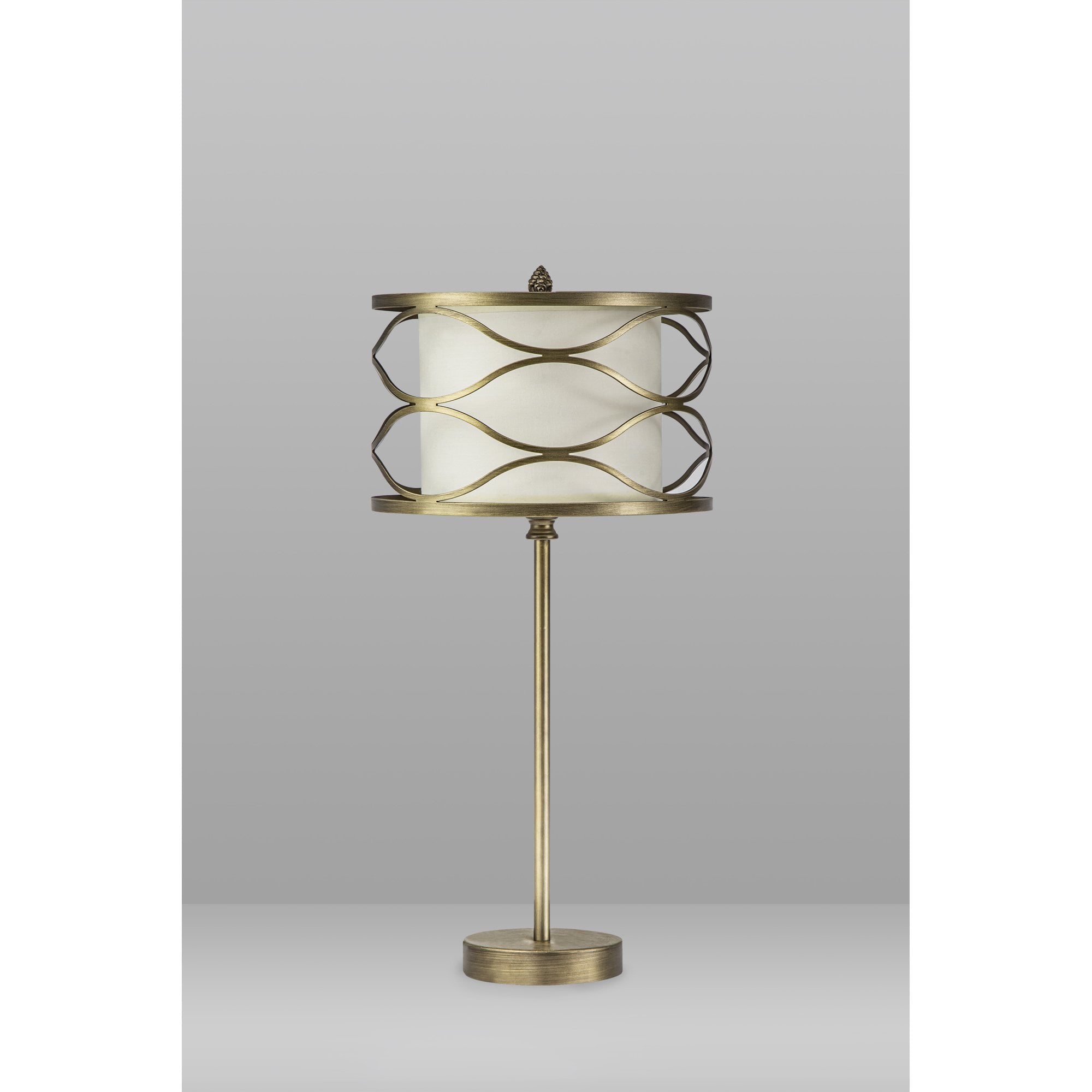 Fabula Carbis Single Table Lamp - Aged Gold & Cream Fabric Shade