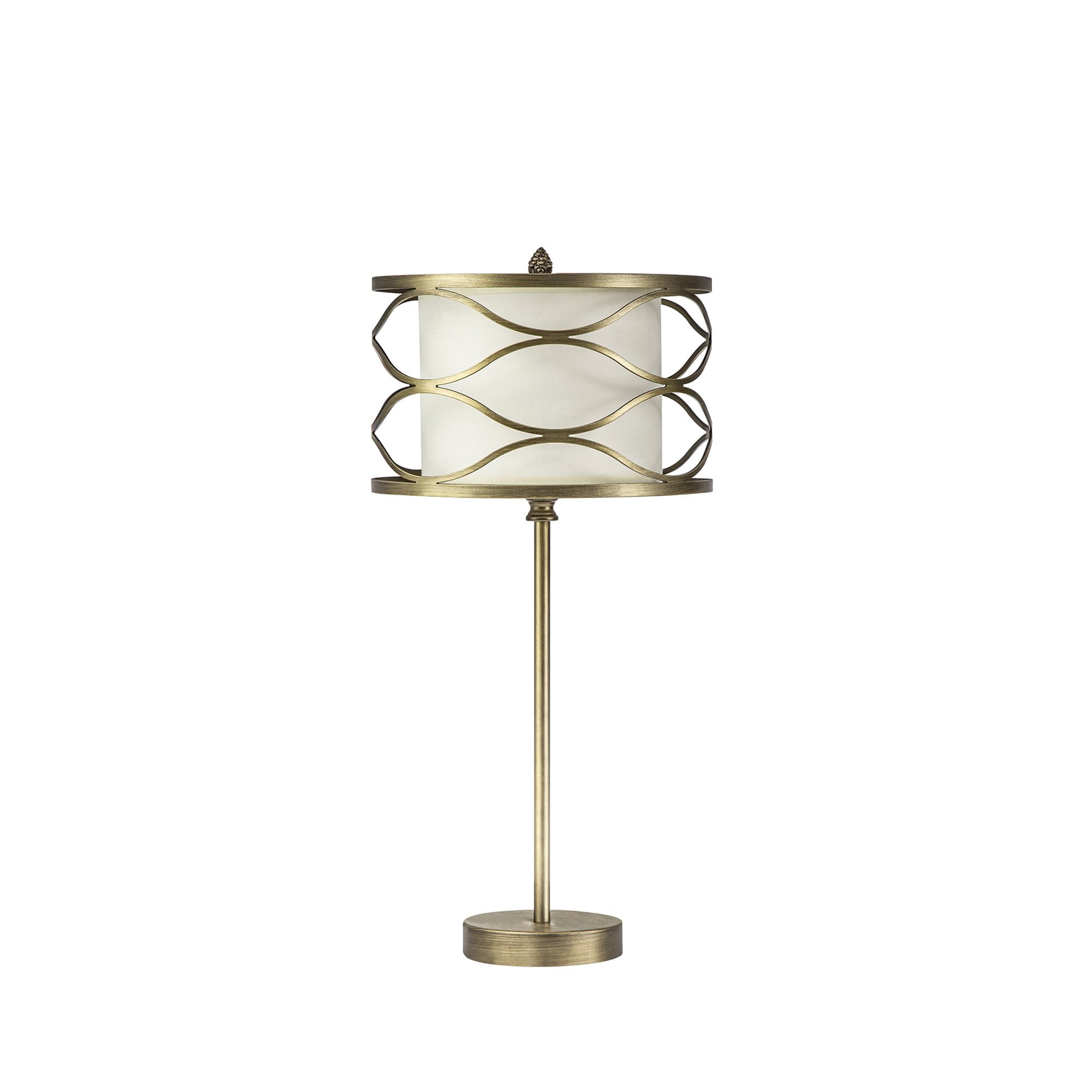 Fabula Carbis Single Table Lamp - Aged Gold & Cream Fabric Shade