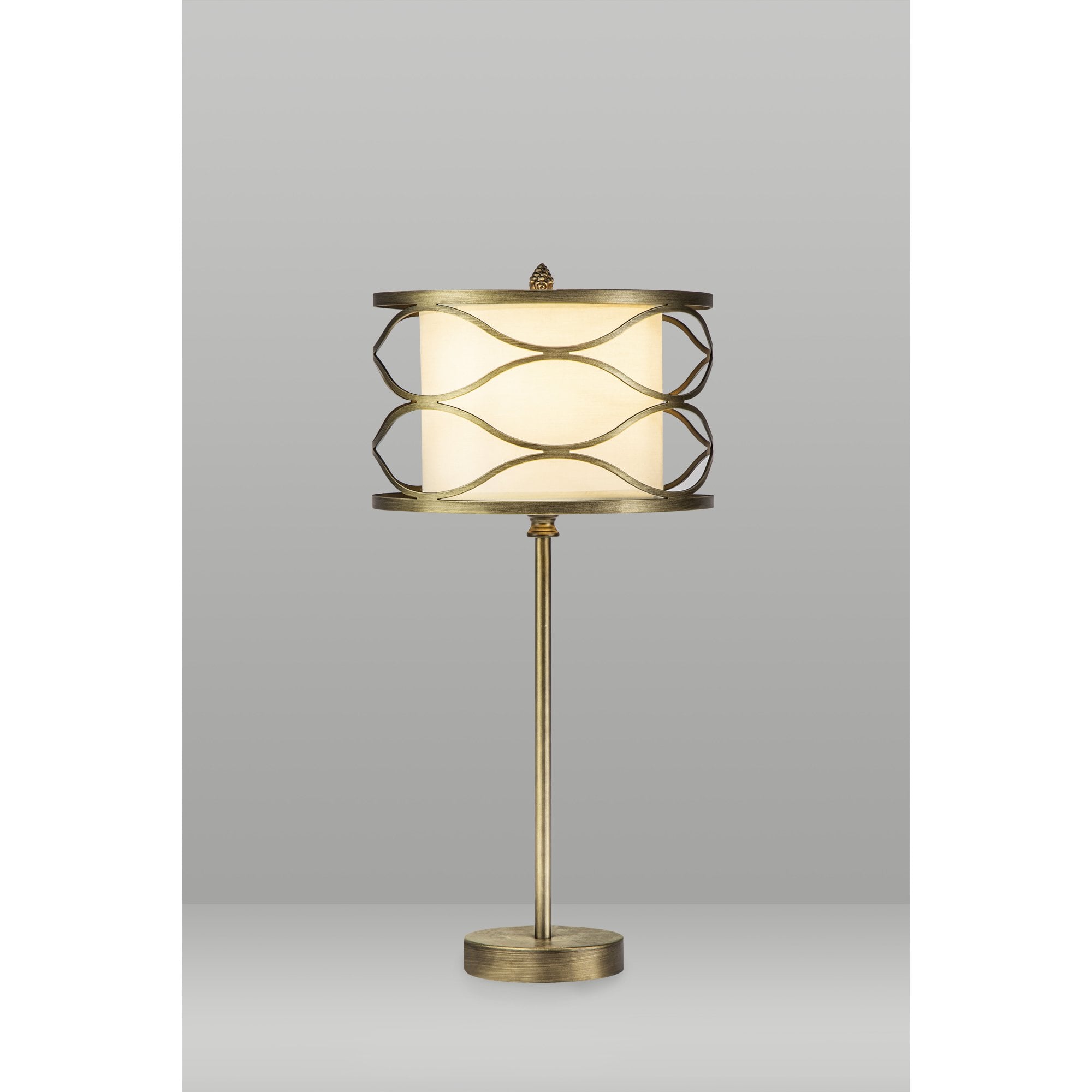 Fabula Carbis Single Table Lamp - Aged Gold & Cream Fabric Shade