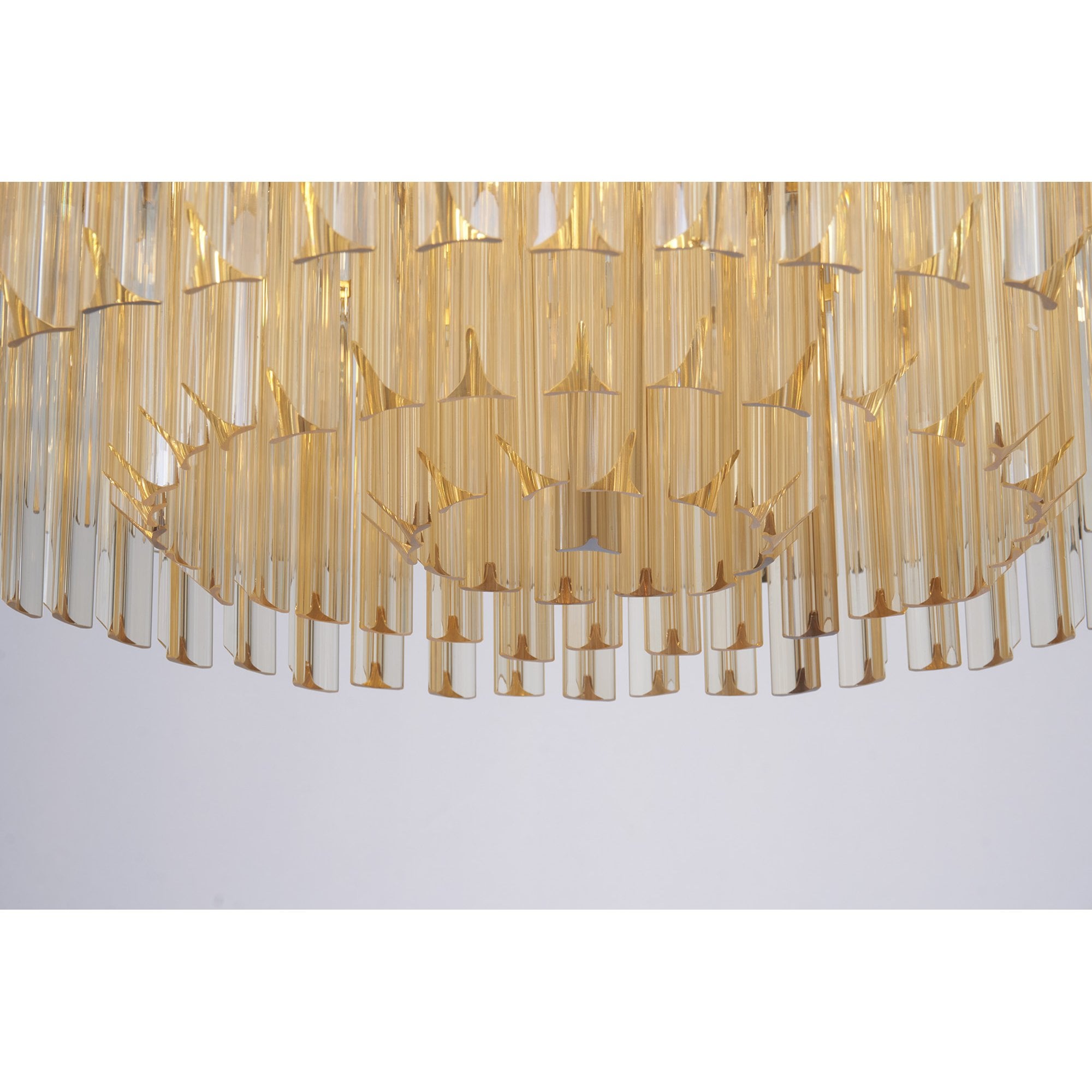 Fabula Cedar 12 Light Flush Light - Brass & Cognac Sculpted Glass
