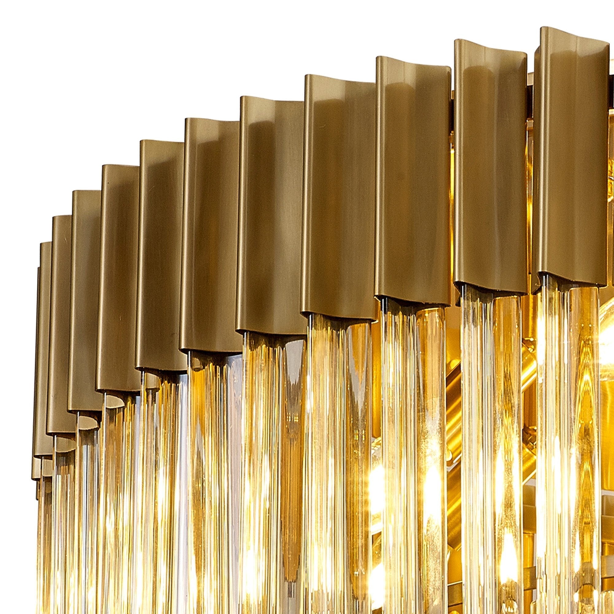 Fabula Cedar 12 Light Flush Light - Brass & Cognac Sculpted Glass