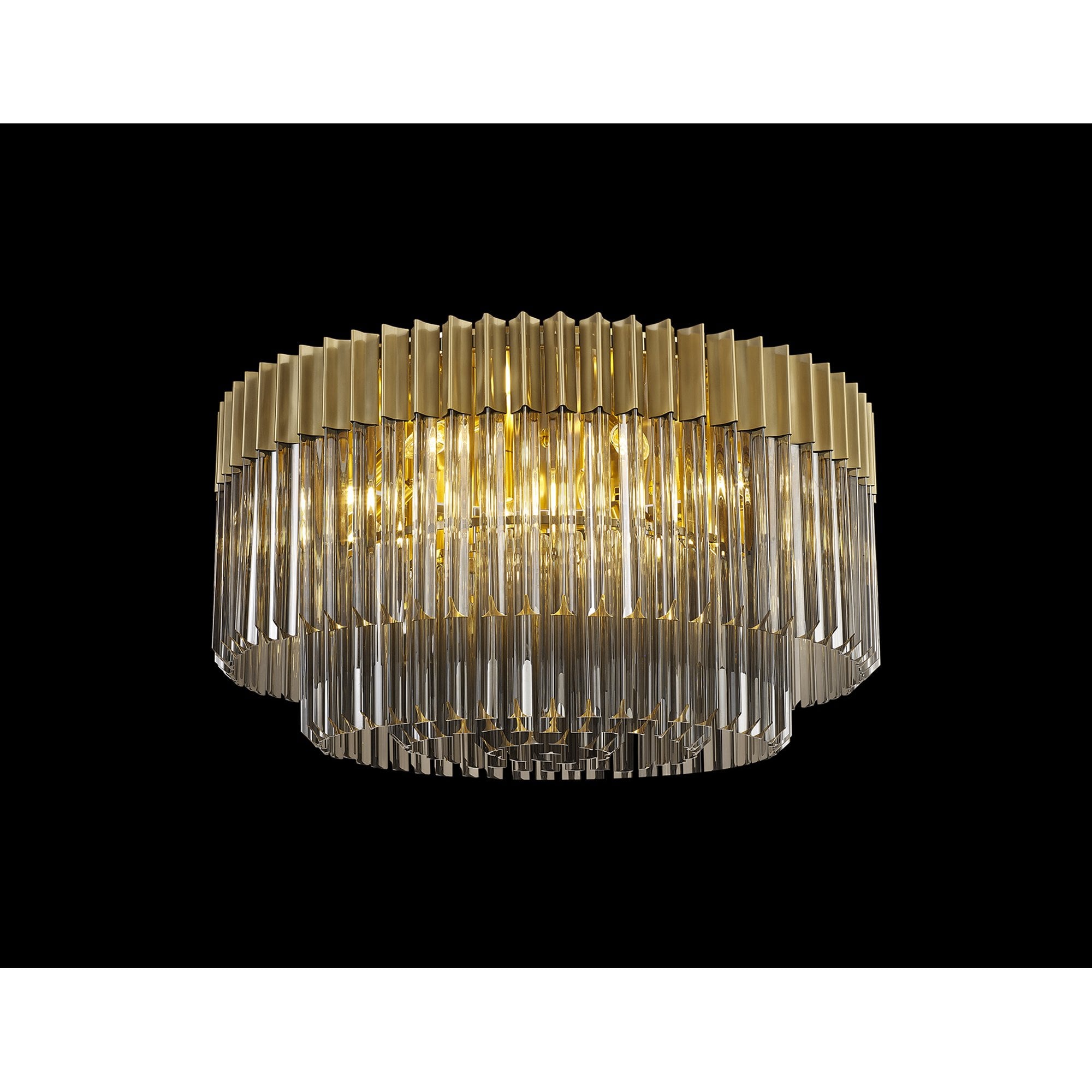 Fabula Cedar 12 Light Flush Light - Brass & Smoke Sculpted Glass