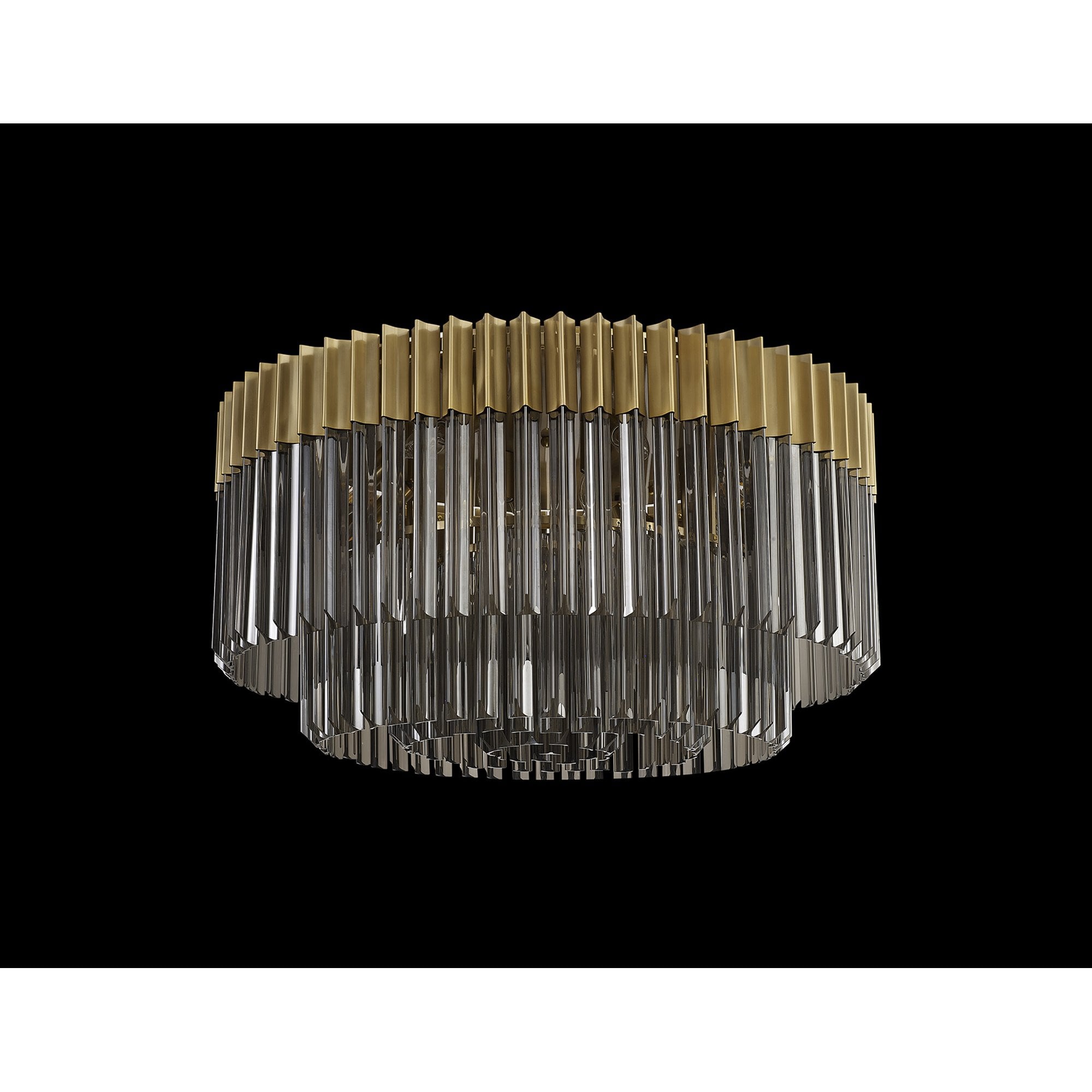 Fabula Cedar 12 Light Flush Light - Brass & Smoke Sculpted Glass