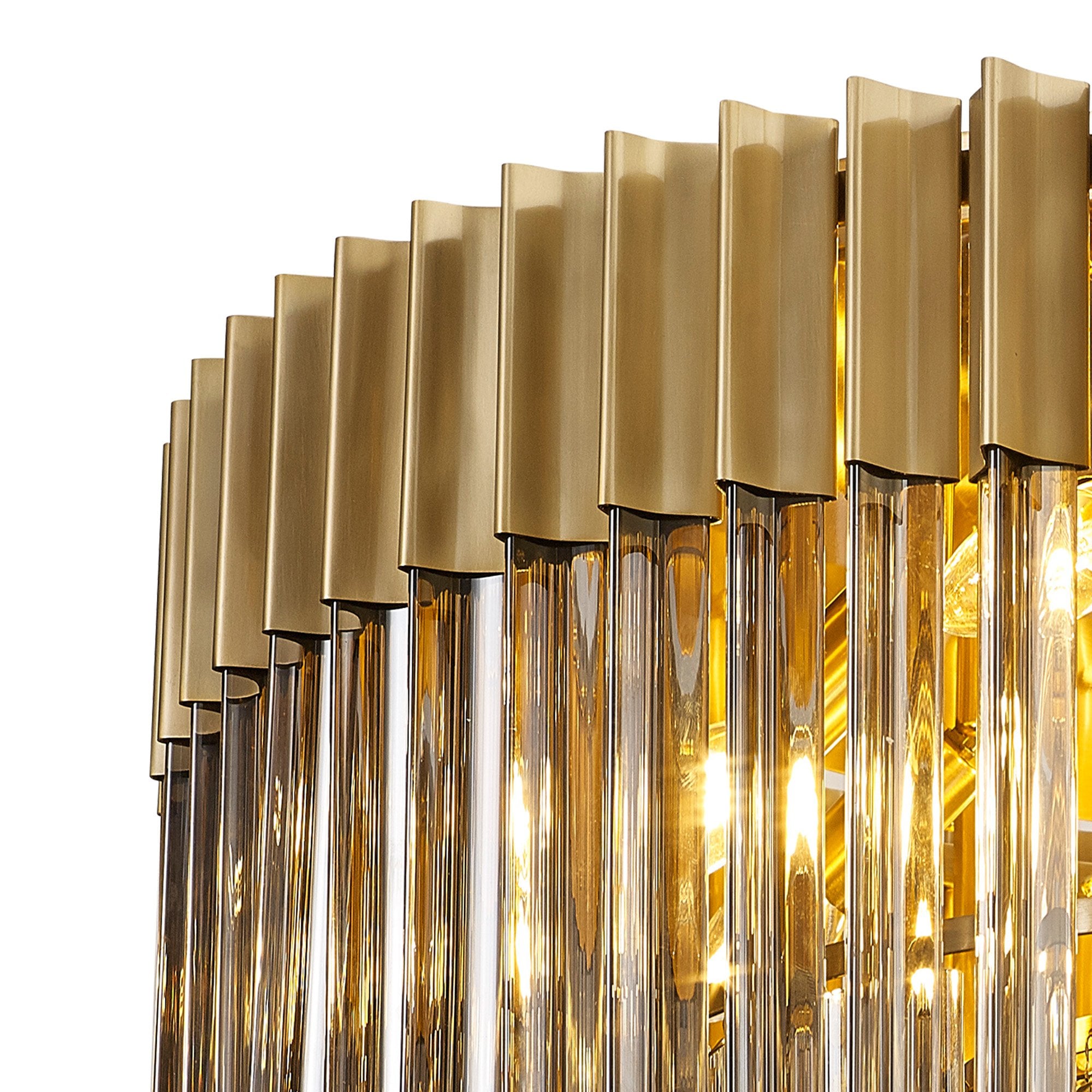 Fabula Cedar 12 Light Flush Light - Brass & Smoke Sculpted Glass