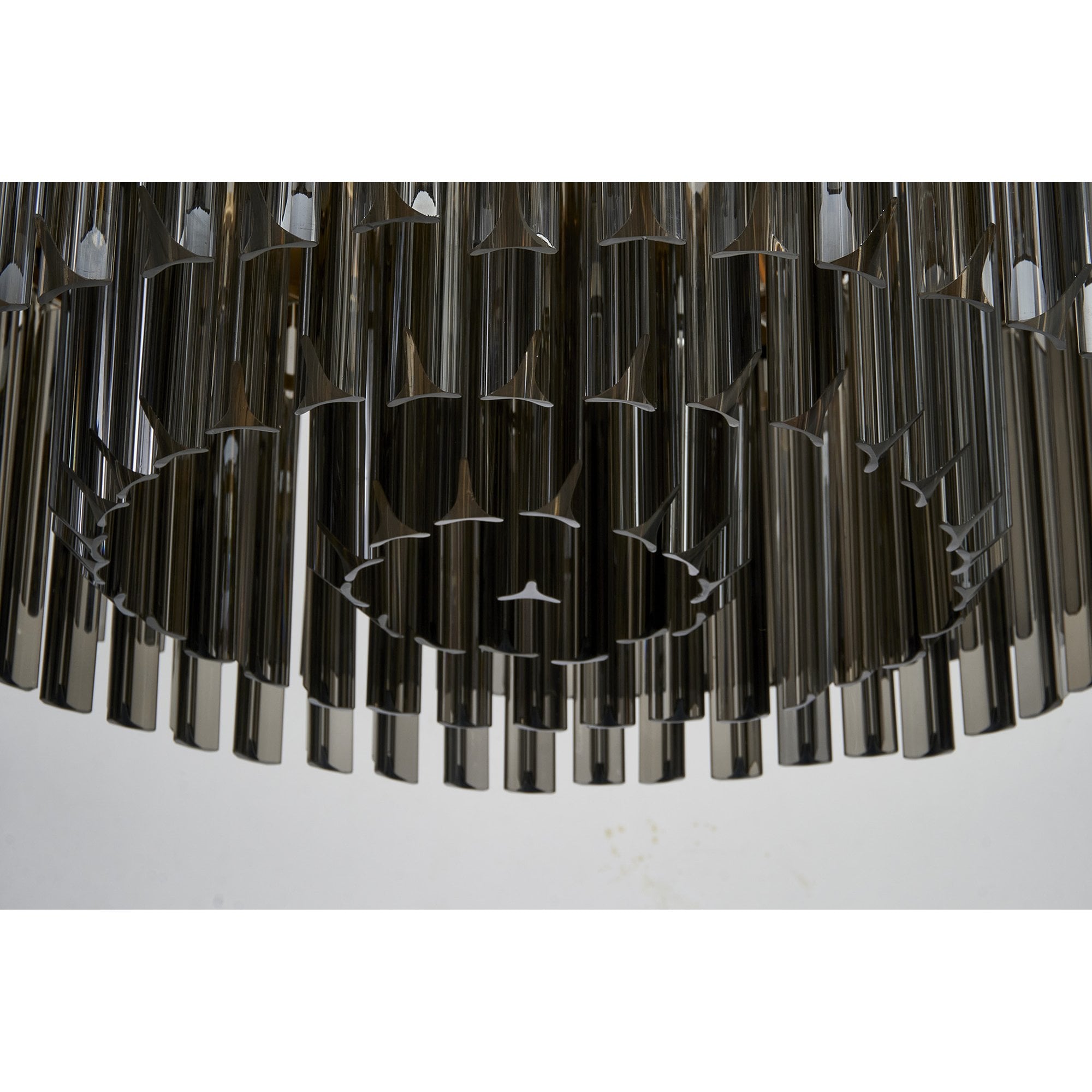 Fabula Cedar 12 Light Flush Light - Brass & Smoke Sculpted Glass