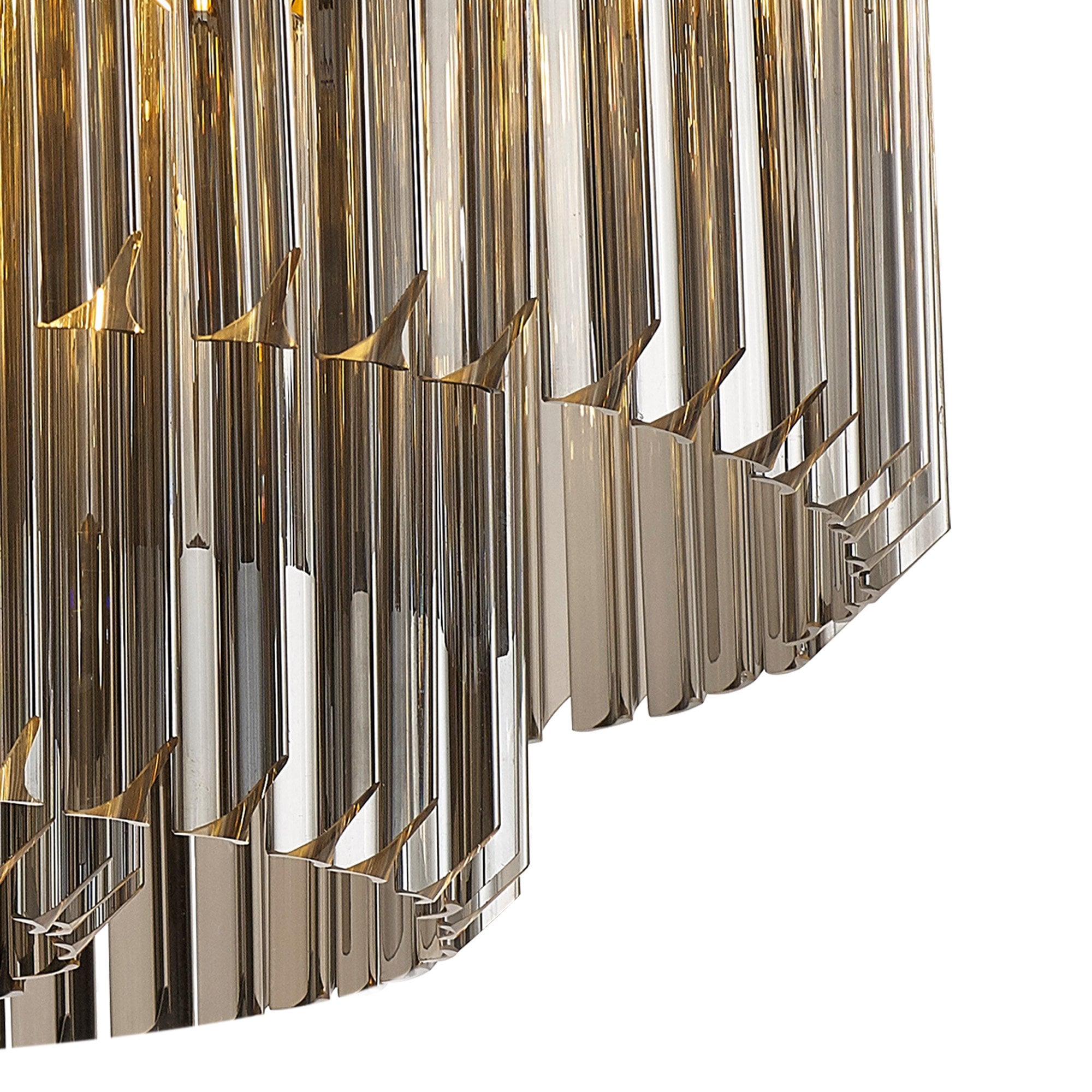 Fabula Cedar 12 Light Flush Light - Brass & Smoke Sculpted Glass