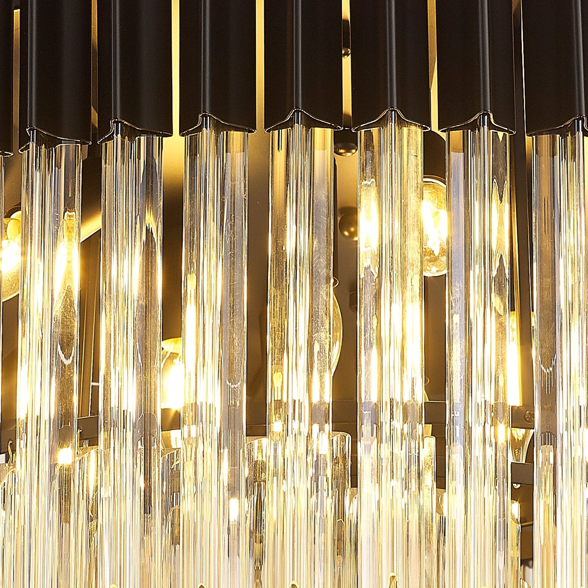 Fabula Cedar 12 Light Flush Light - Matt Black & Cognac Sculpted Glass